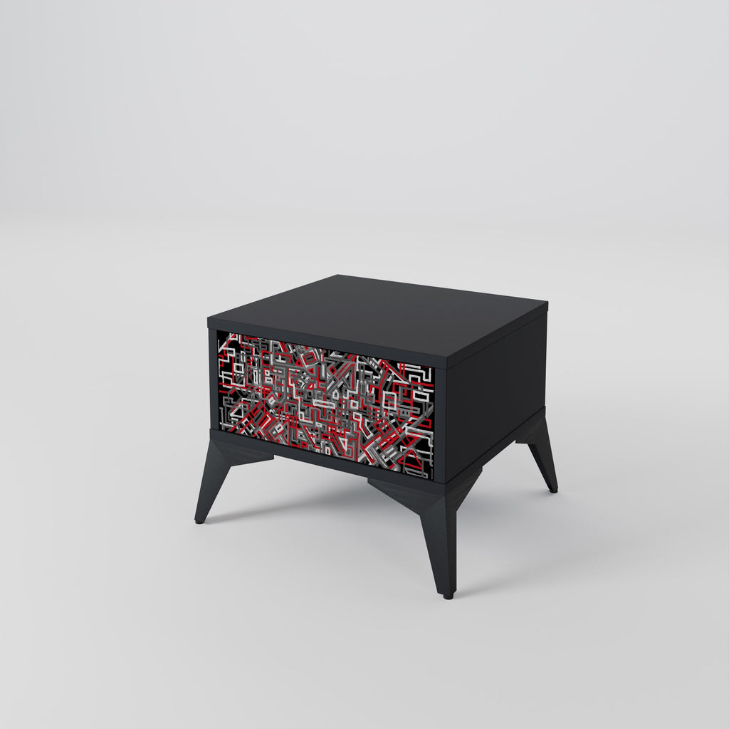 BROKEN LINES Nightstand in Black Finish