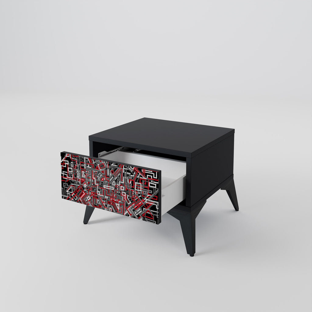 BROKEN LINES Nightstand in Black Finish