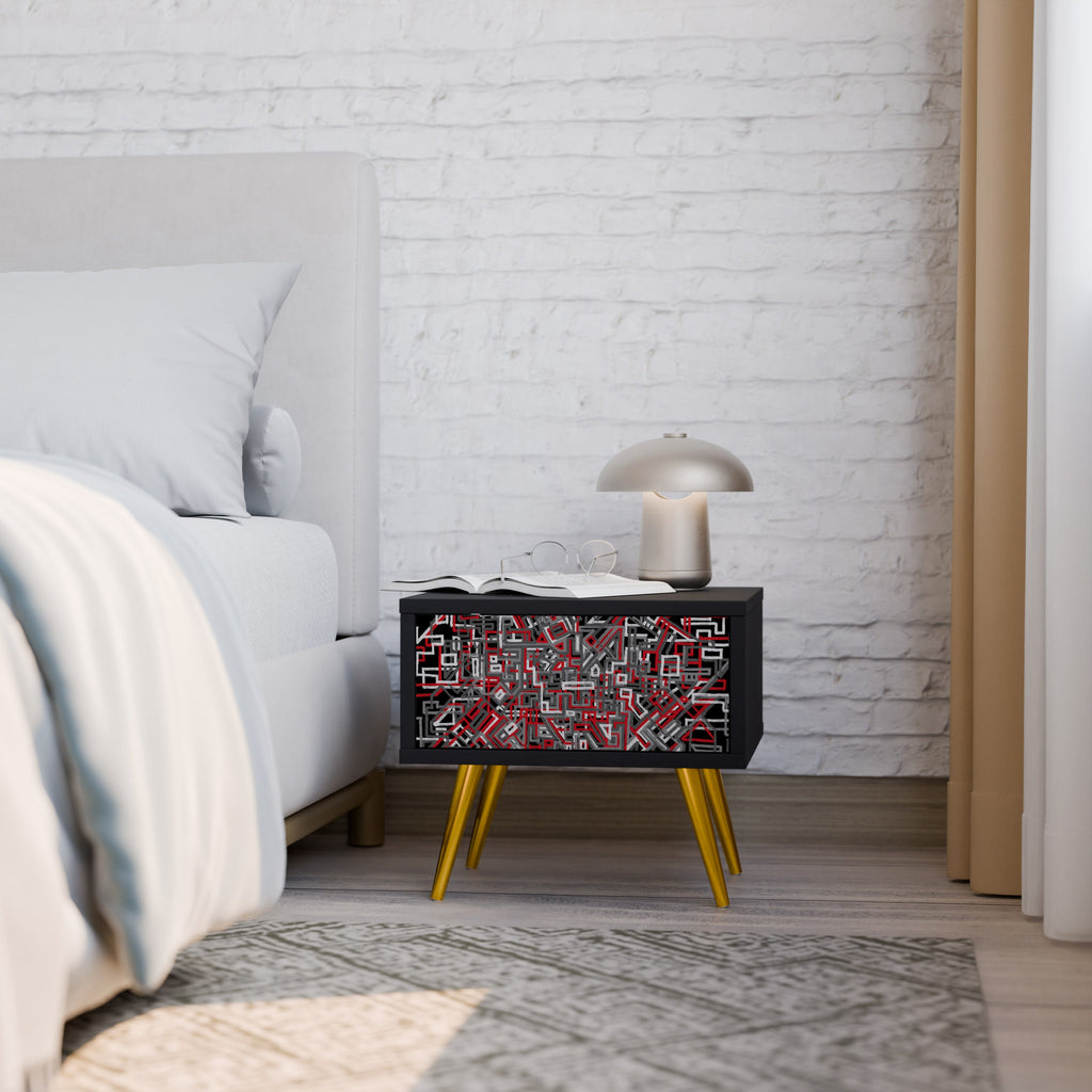 BROKEN LINES Nightstand in Black Finish
