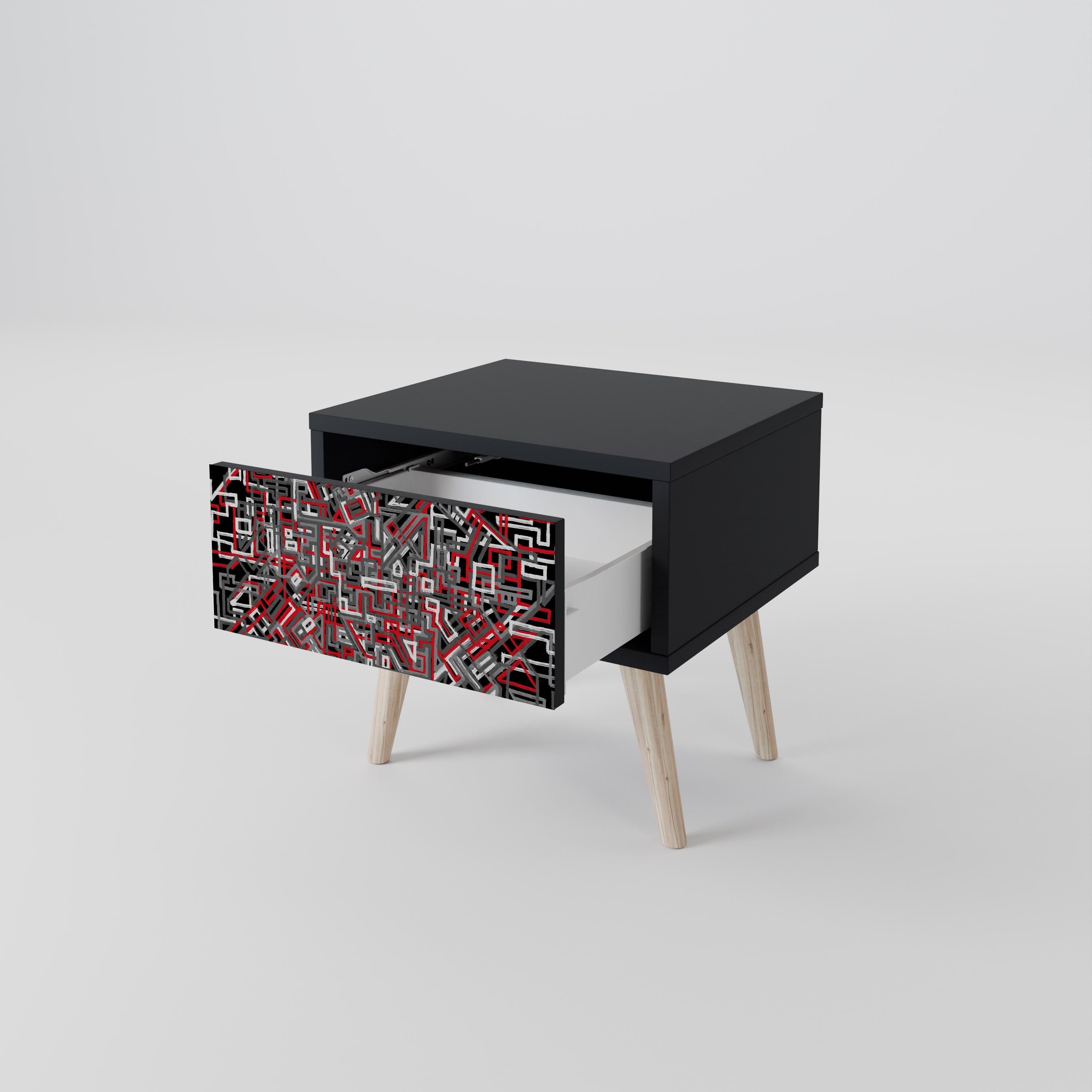 BROKEN LINES Nightstand in Black Finish