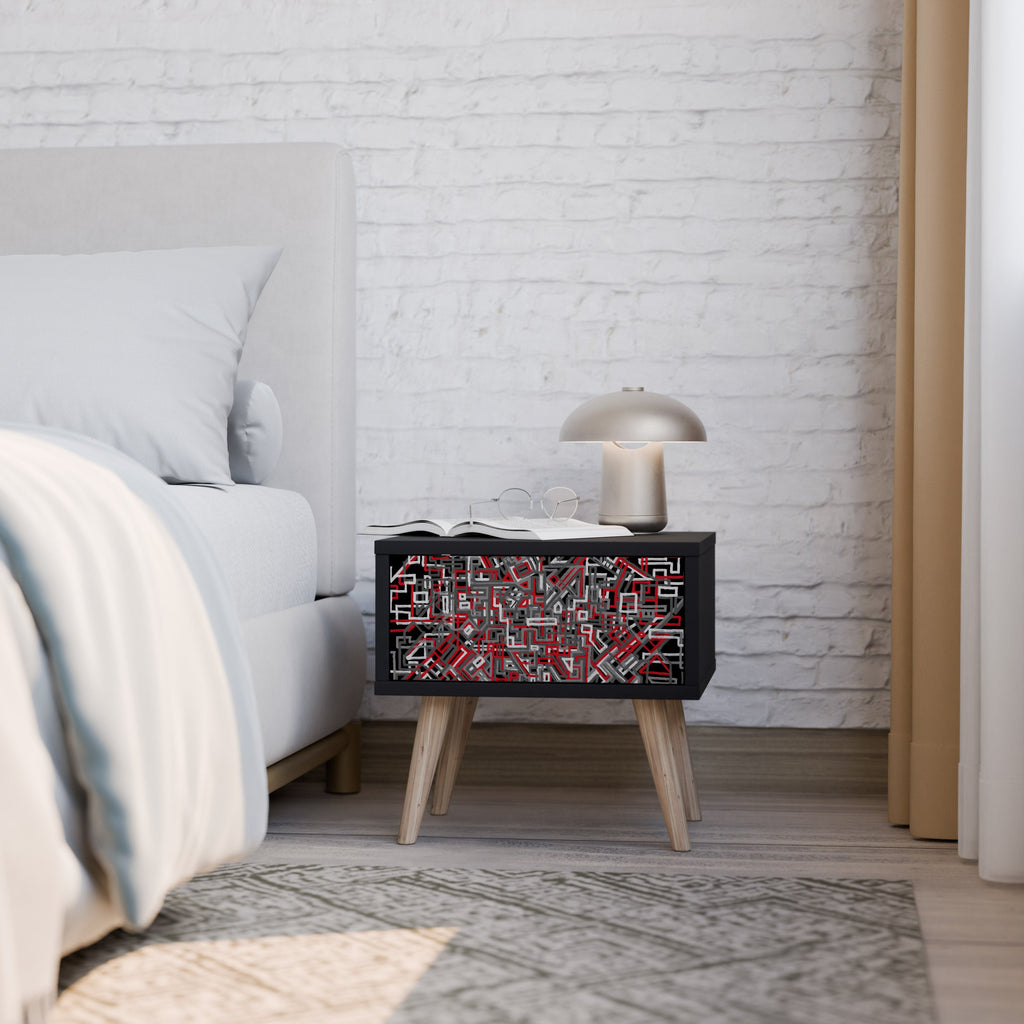 BROKEN LINES Nightstand in Black Finish