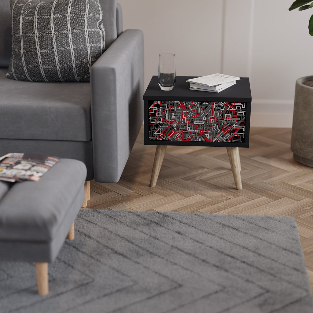 BROKEN LINES Nightstand in Black Finish