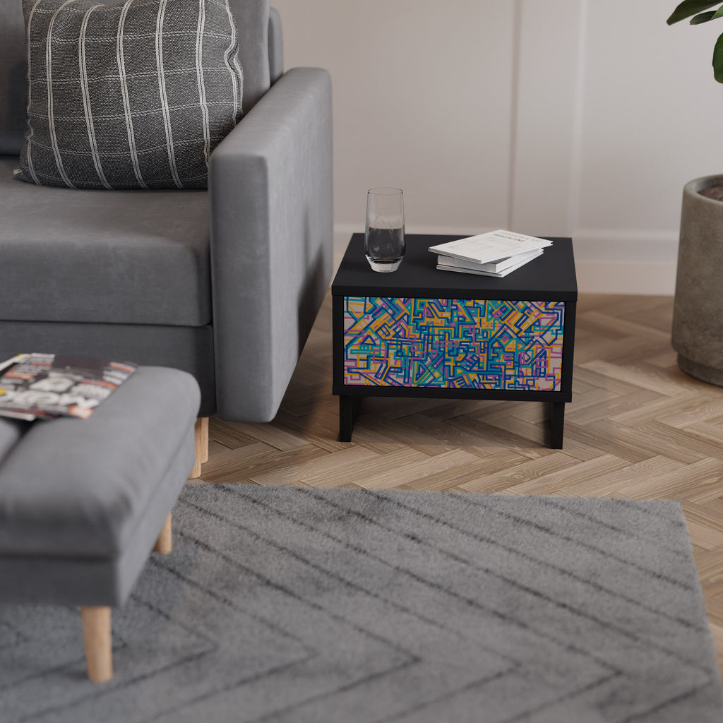 MEMORIES MAP Nightstand in Black Finish