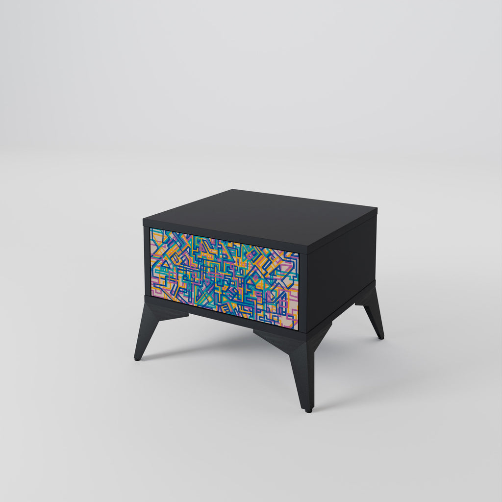MEMORIES MAP Nightstand in Black Finish