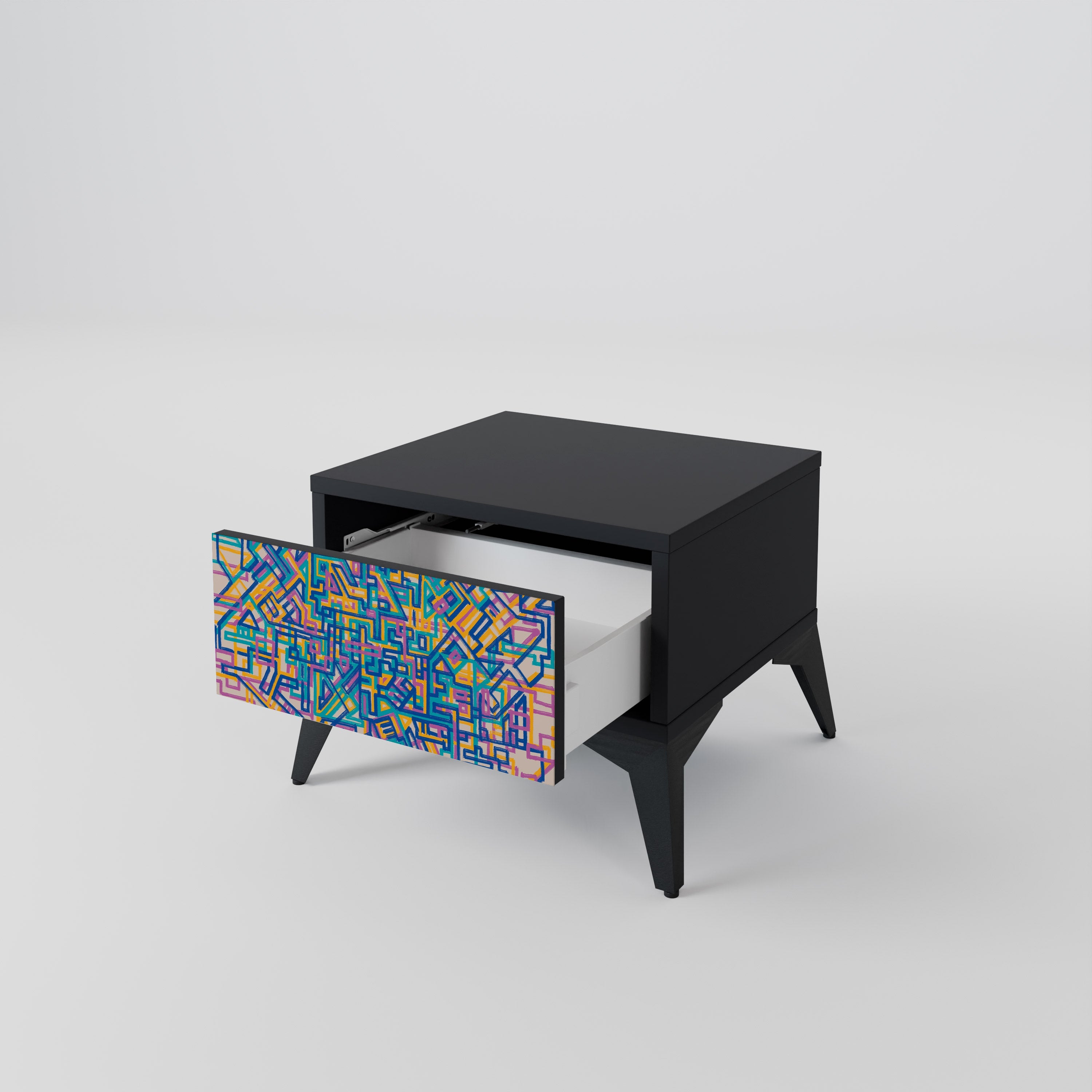 MEMORIES MAP Nightstand in Black Finish