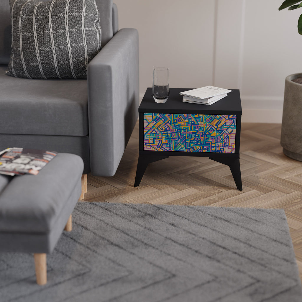 MEMORIES MAP Nightstand in Black Finish