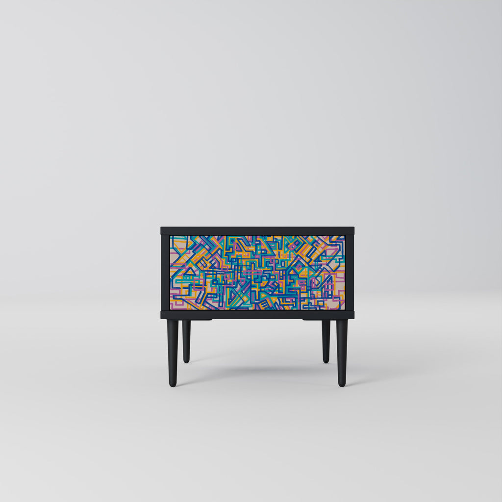 MEMORIES MAP Nightstand in Black Finish