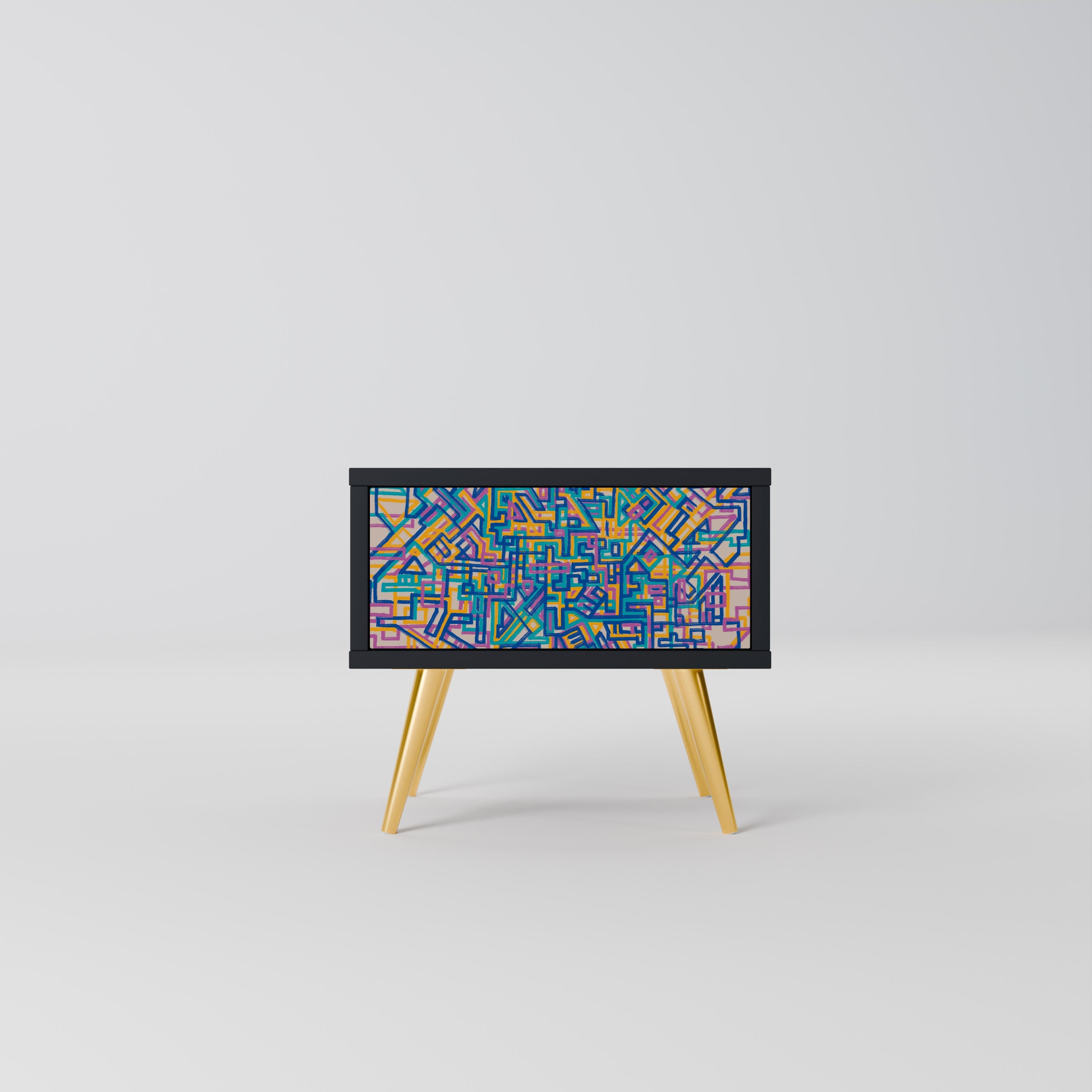 MEMORIES MAP Mesa de Cabeceira em Acabamento Preto