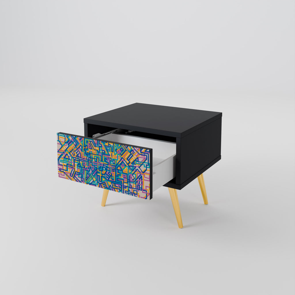 MEMORIES MAP Nightstand in Black Finish