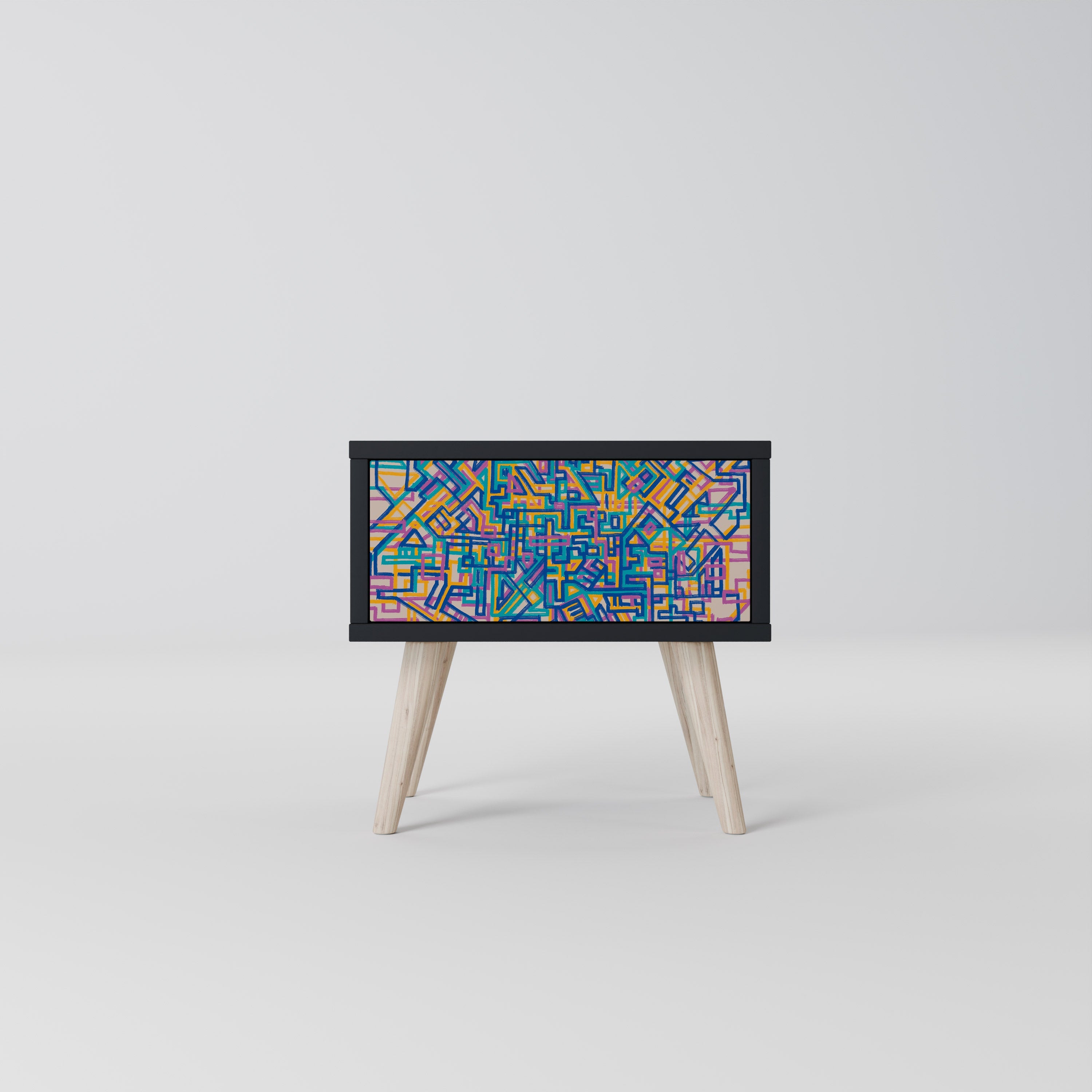 MEMORIES MAP Mesa de Cabeceira em Acabamento Preto