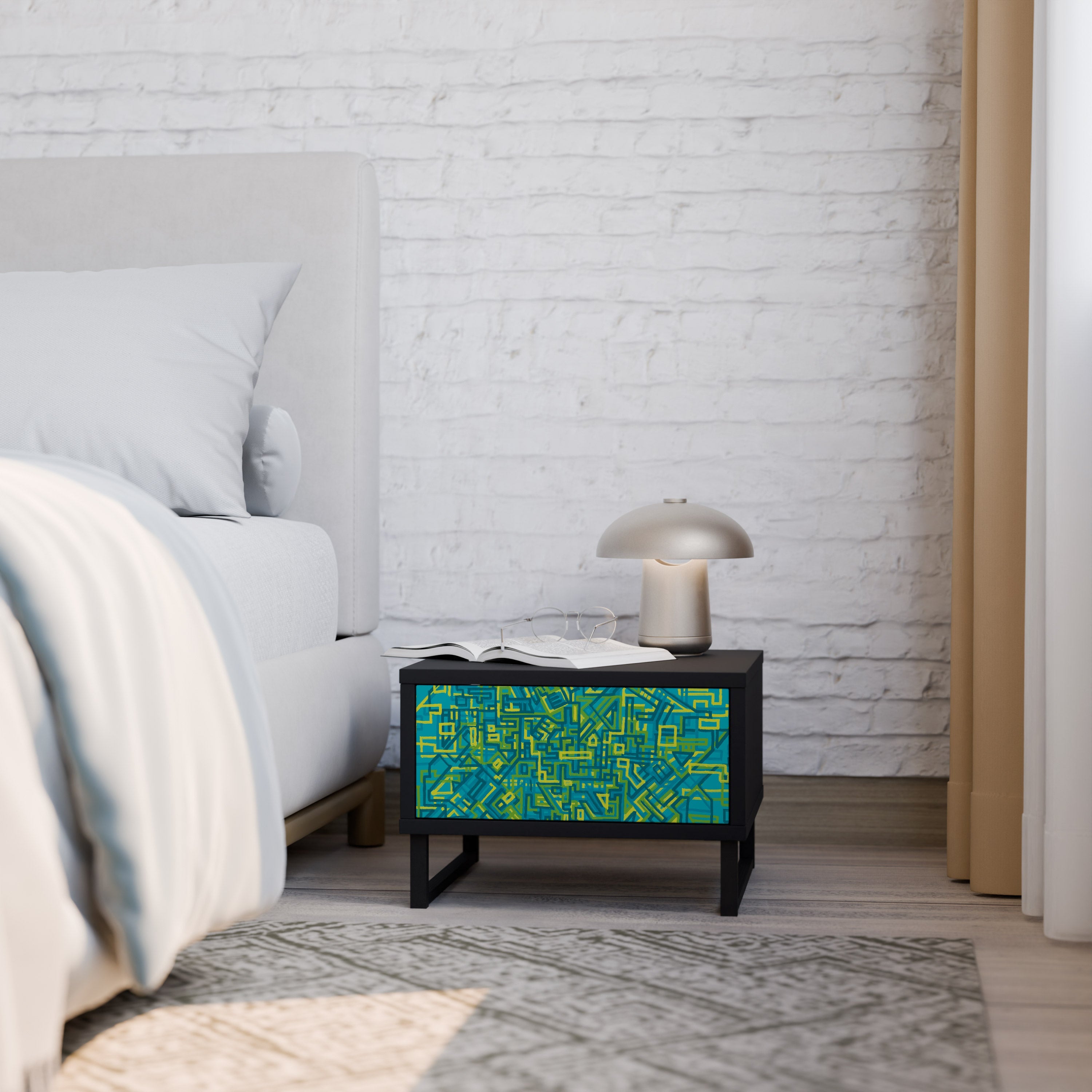 NOSTALGIC MEMORIES Mesa de Cabeceira em Acabamento Preto