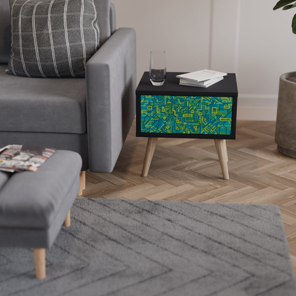 NOSTALGIC MEMORIES Mesa de Cabeceira em Acabamento Preto