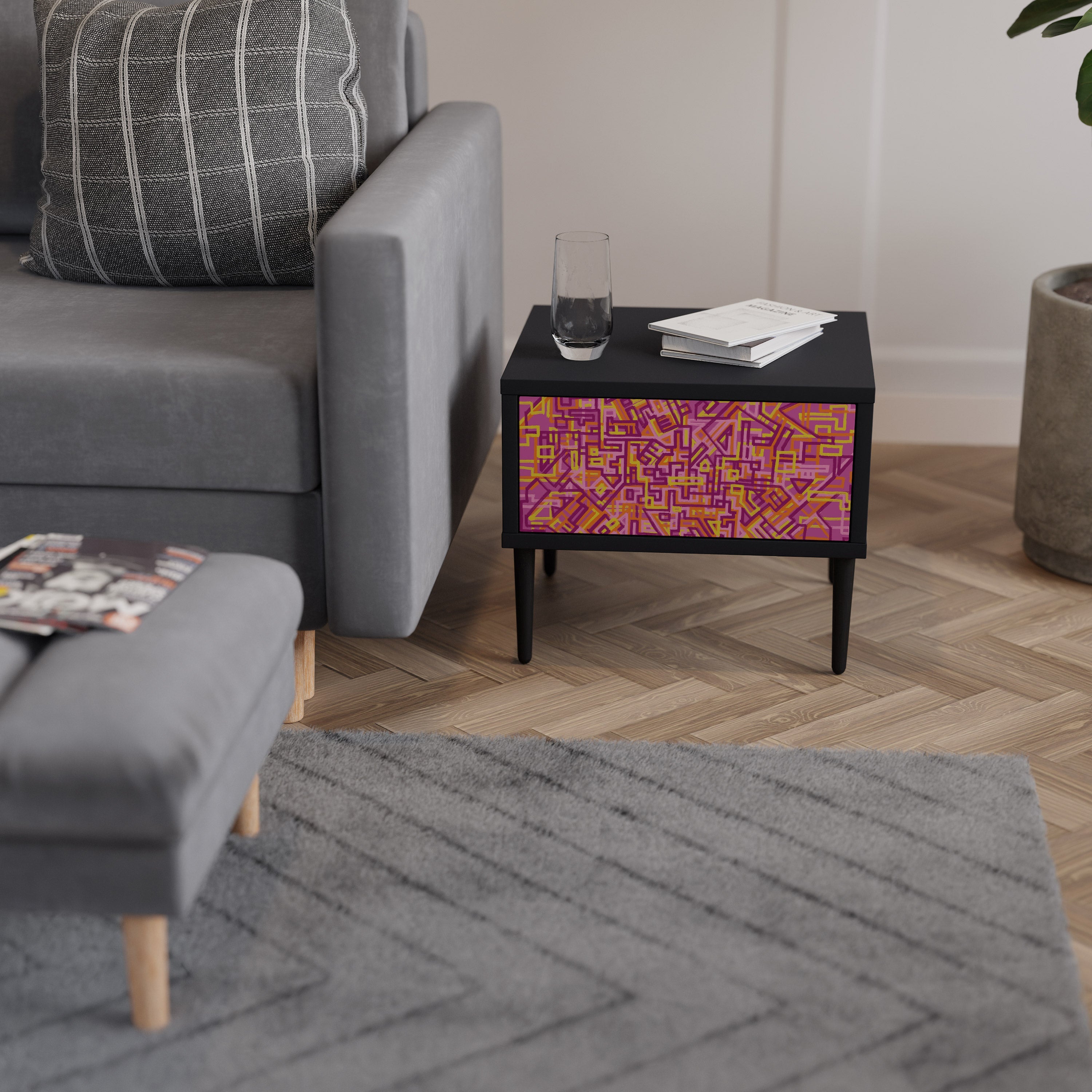 LOVELY MEMORIES Nightstand in Black Finish