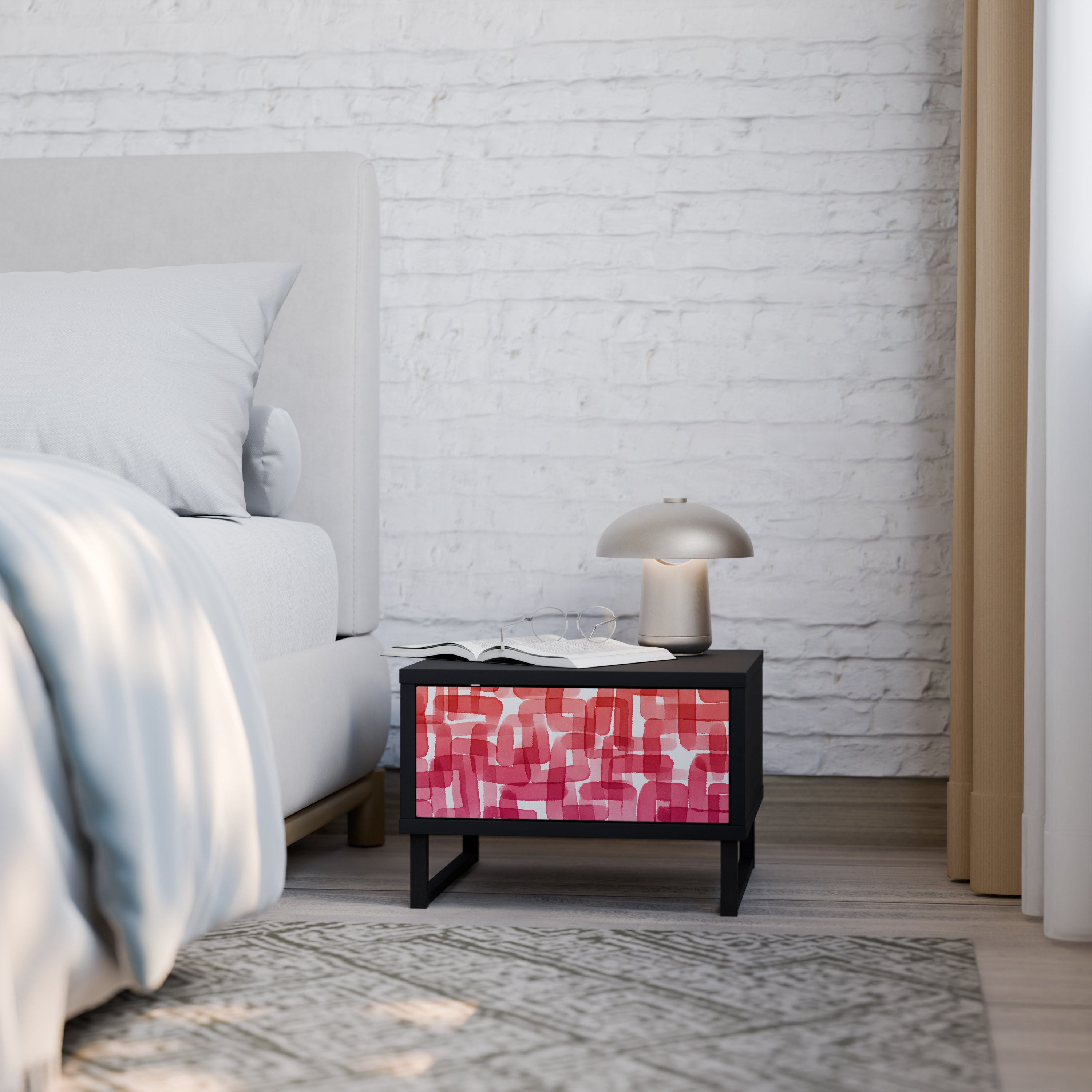 KALEIDOSCOPIC CUBISM Mesa de Cabeceira em Acabamento Preto