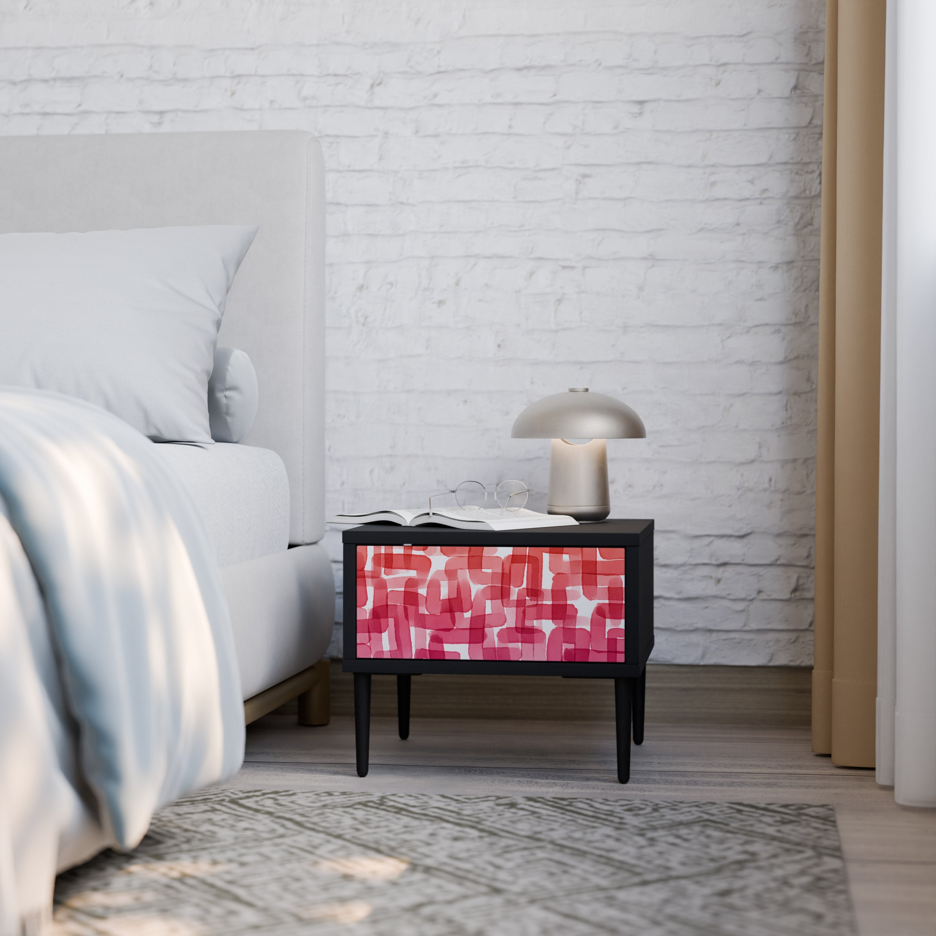 KALEIDOSCOPIC CUBISM Mesa de Cabeceira em Acabamento Preto