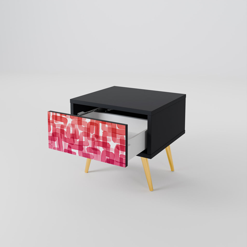 KALEIDOSCOPIC CUBISM Mesa de Cabeceira em Acabamento Preto