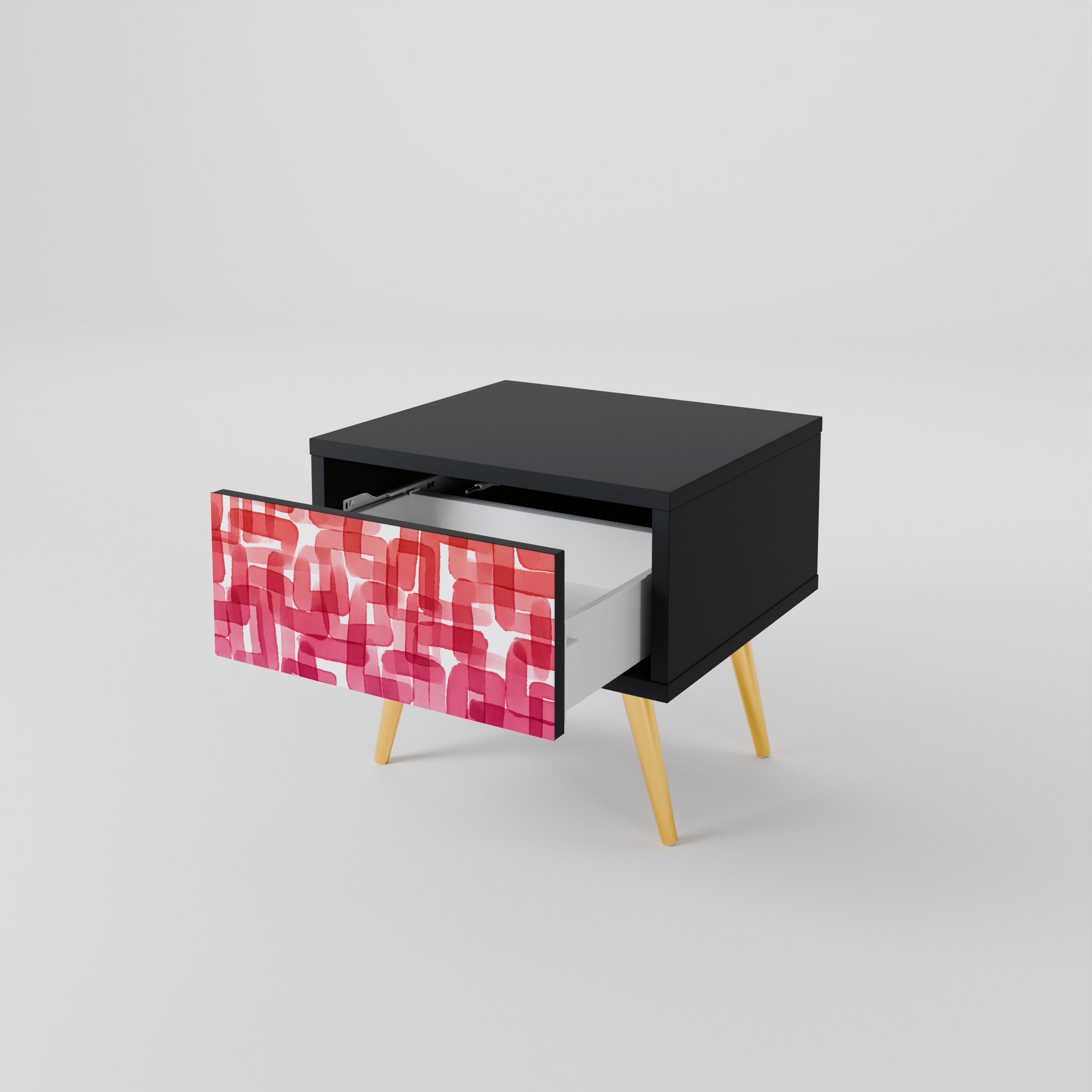 KALEIDOSCOPIC CUBISM Mesa de Cabeceira em Acabamento Preto