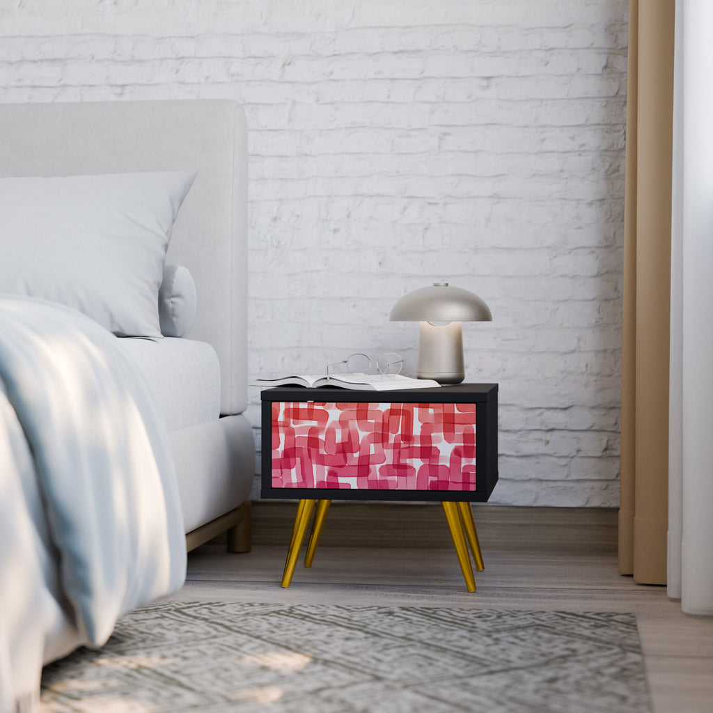 KALEIDOSCOPIC CUBISM Mesa de Cabeceira em Acabamento Preto