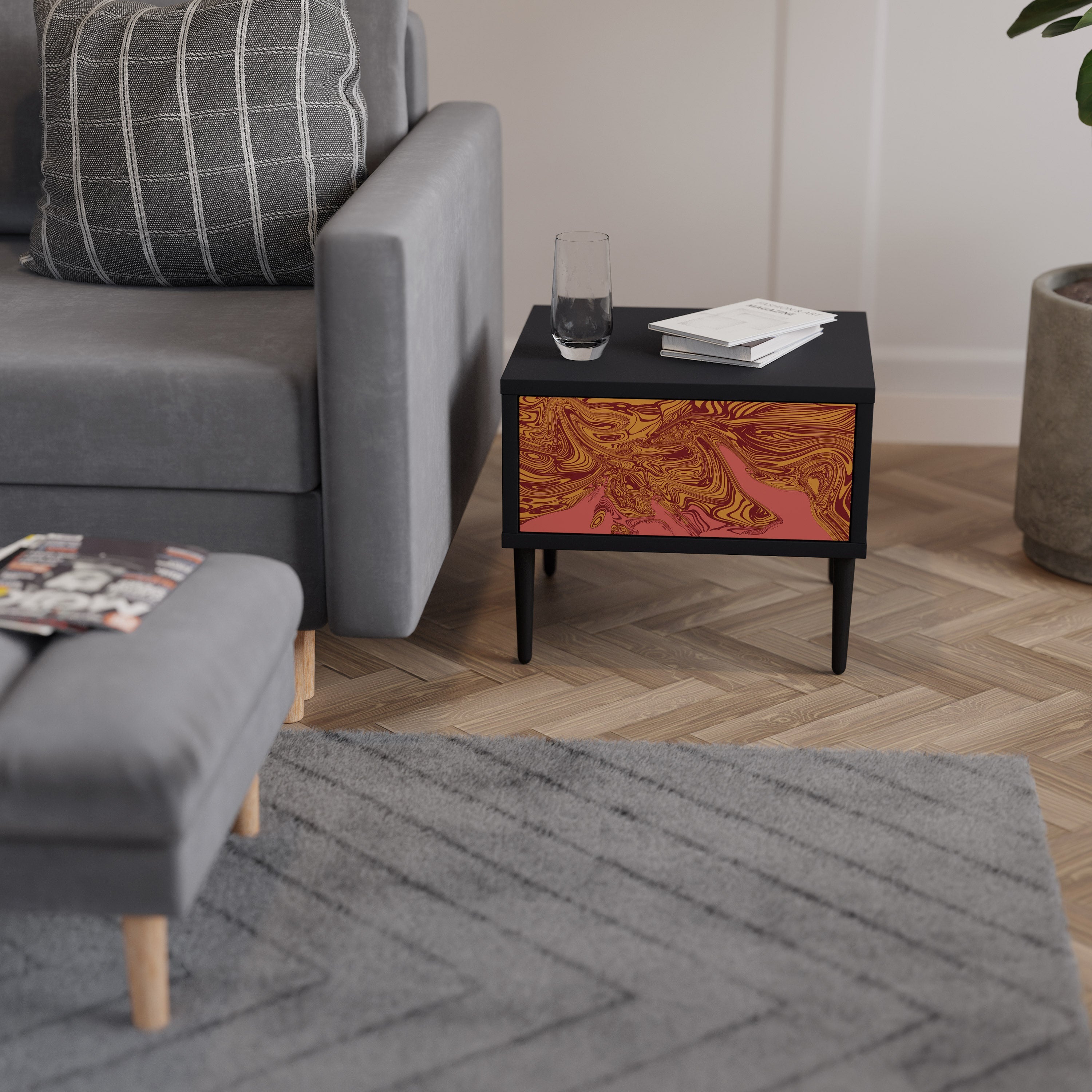 FLOATING THOUGHTS Mesa de Cabeceira em Acabamento Preto