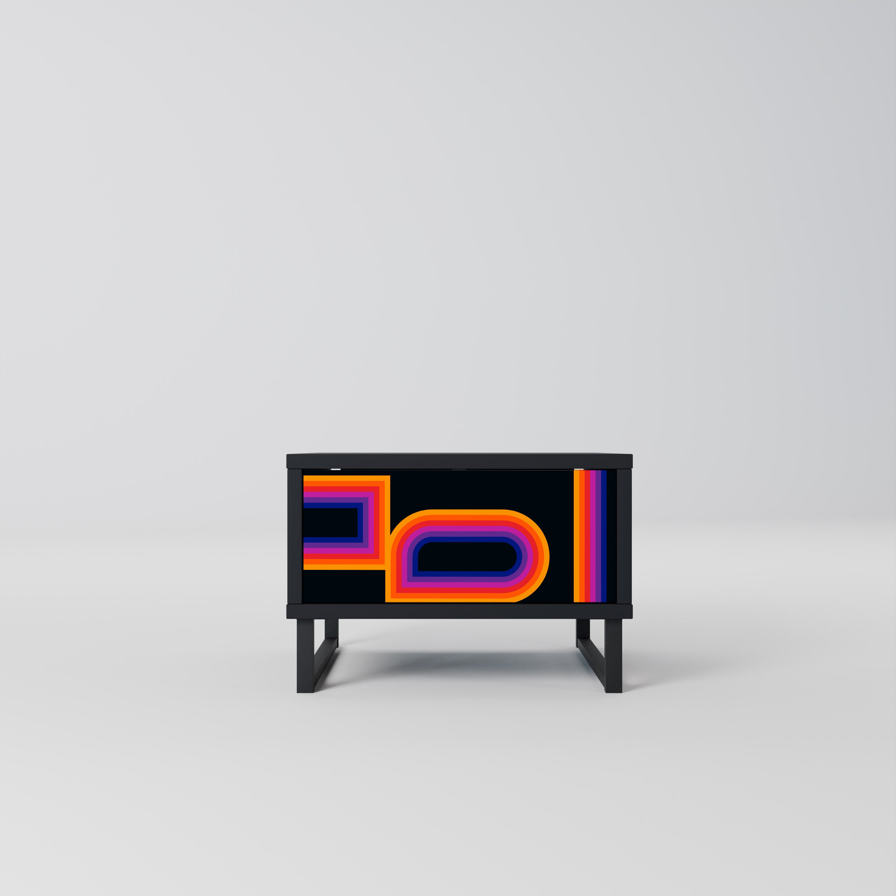 BLINDED BY THE LIGHTS Mesa de Cabeceira em Acabamento Preto