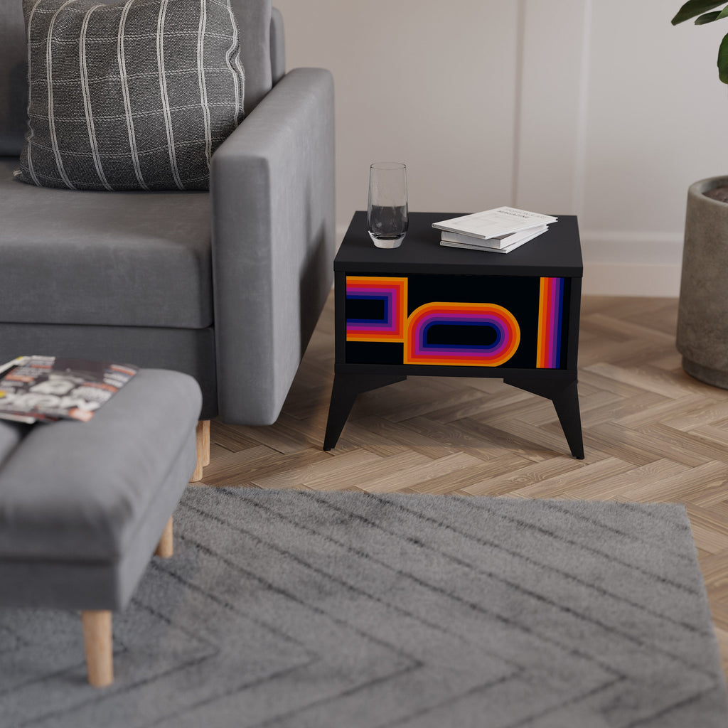 BLINDED BY THE LIGHTS Nightstand in Black Finish