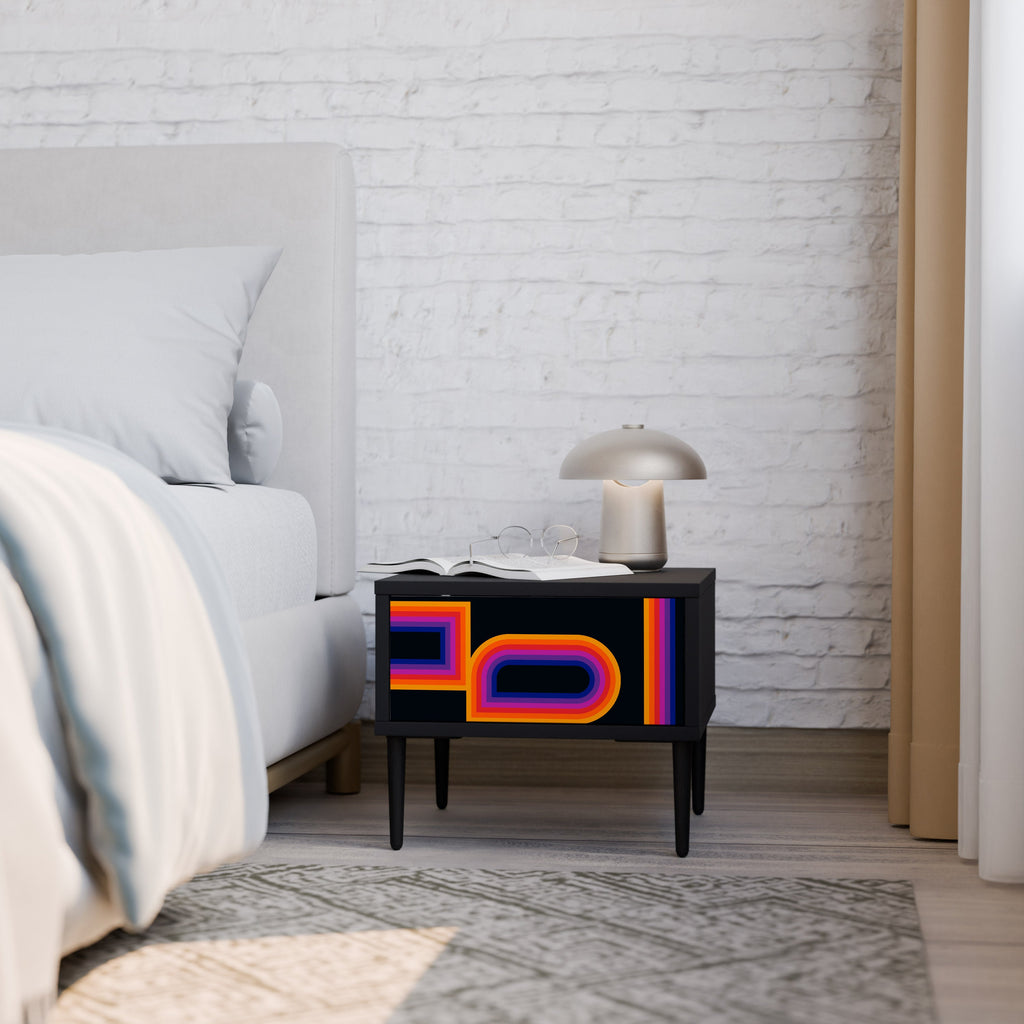 BLINDED BY THE LIGHTS Nightstand in Black Finish