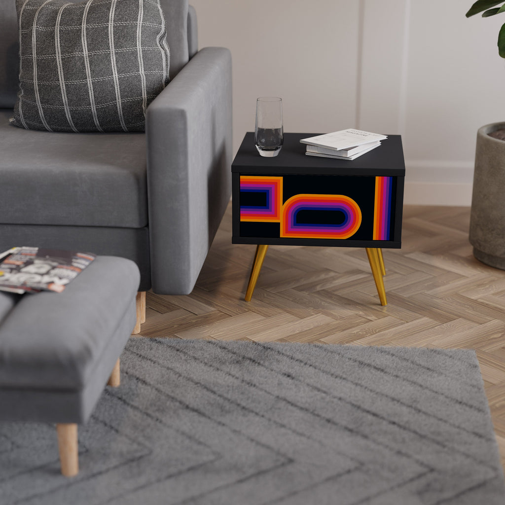 BLINDED BY THE LIGHTS Nightstand in Black Finish