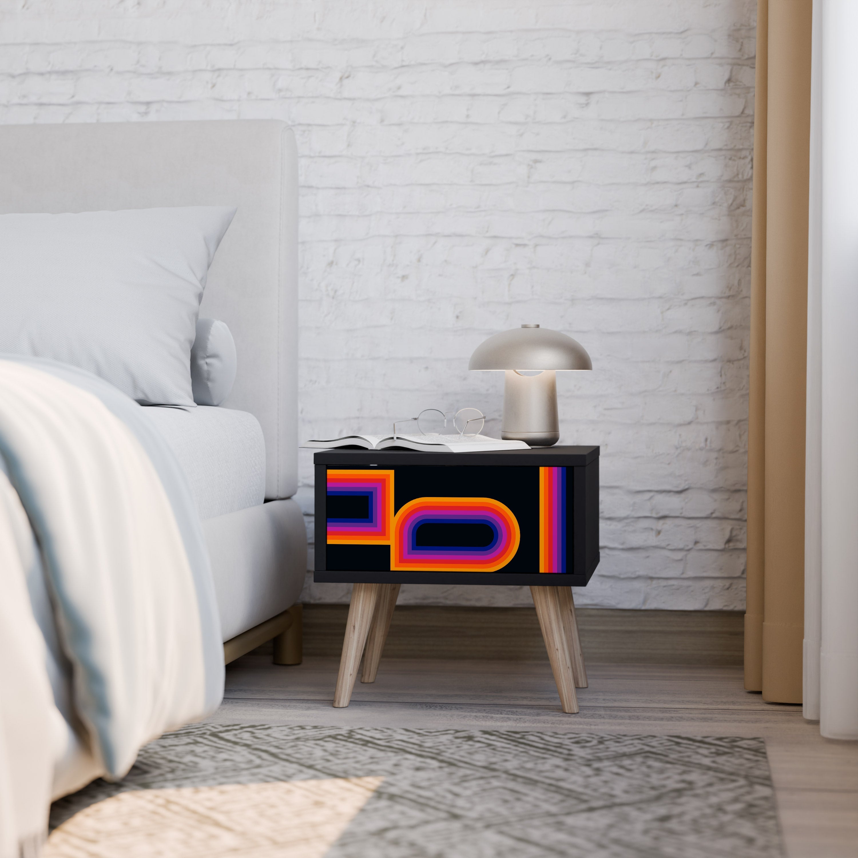 BLINDED BY THE LIGHTS Nightstand in Black Finish