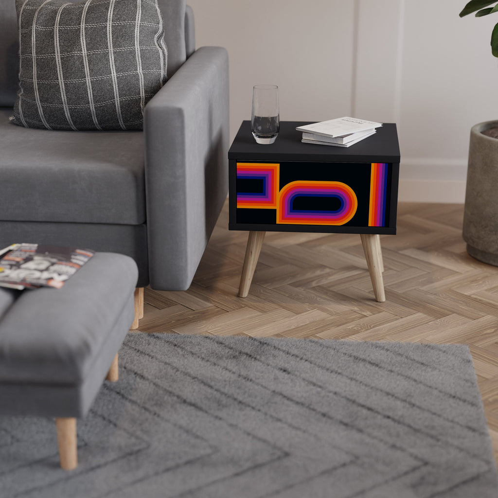 BLINDED BY THE LIGHTS Nightstand in Black Finish