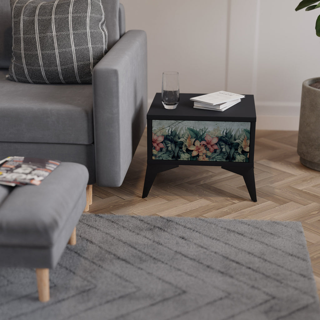 HEAVENLY BLOOM Mesa de Cabeceira em Acabamento Preto