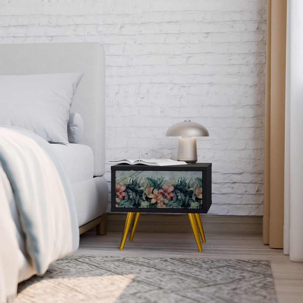 HEAVENLY BLOOM Mesa de Cabeceira em Acabamento Preto