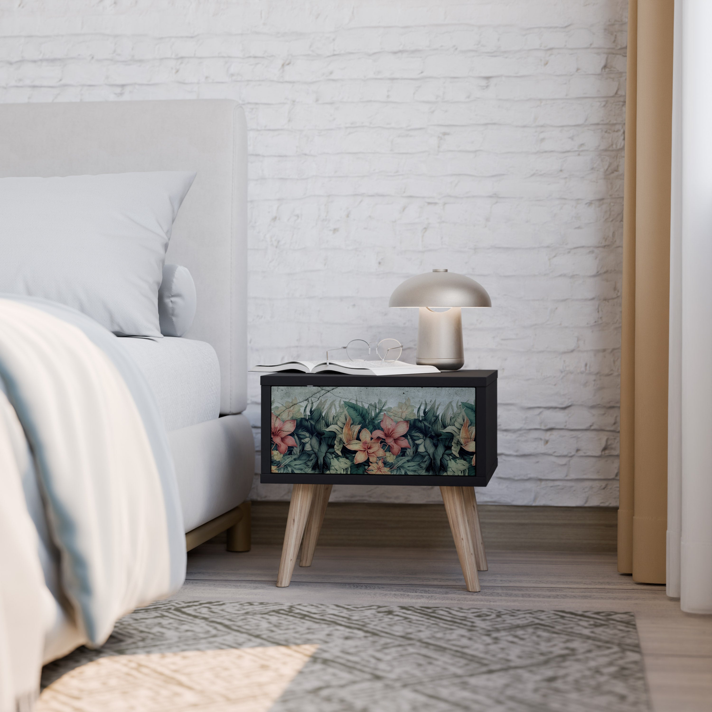 HEAVENLY BLOOM Mesa de Cabeceira em Acabamento Preto