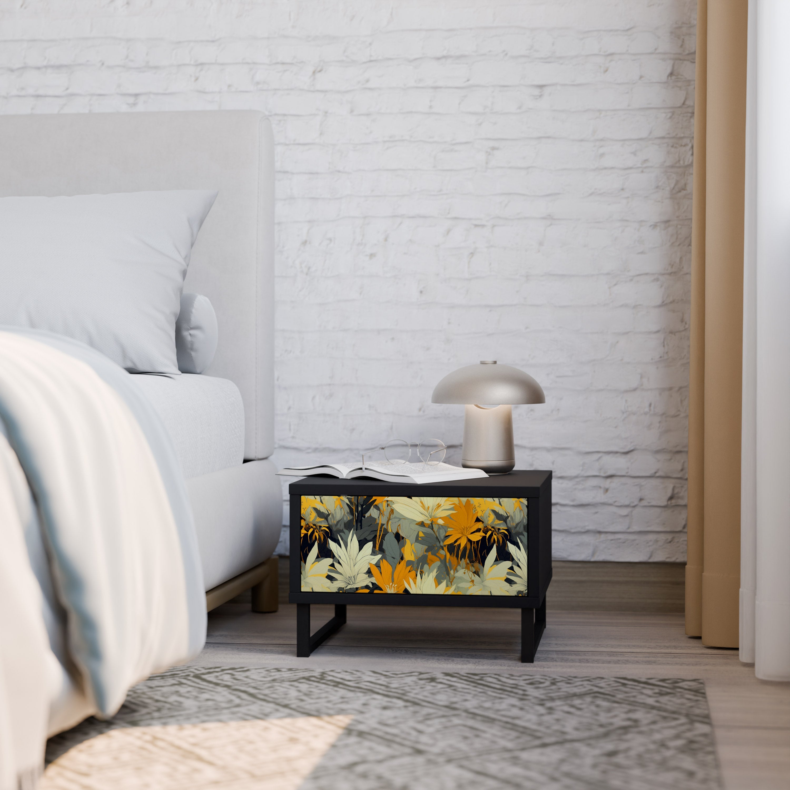 SUNKISSED LILY Mesa de Cabeceira em Acabamento Preto