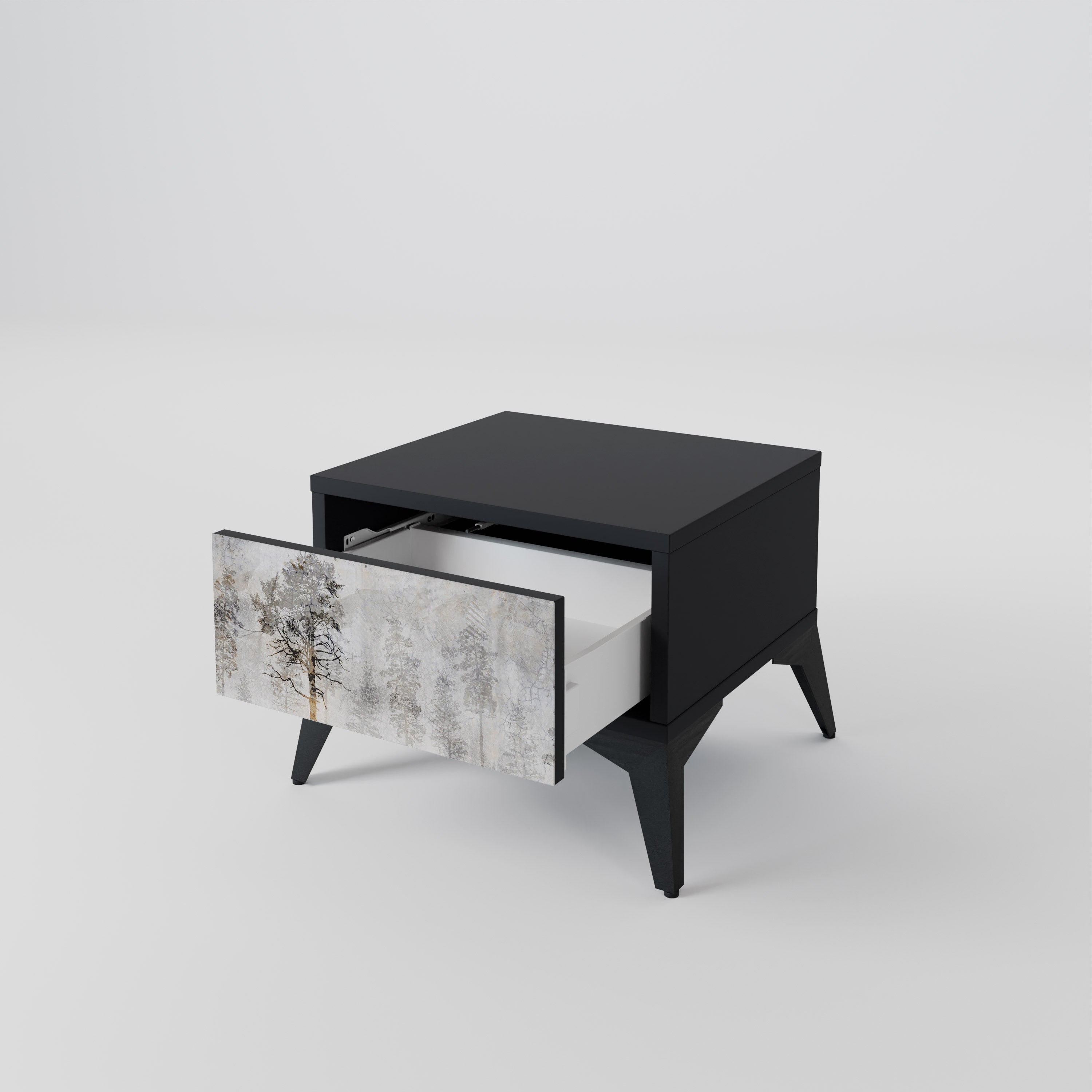 FADE IN THE TREES Nightstand in Black Finish