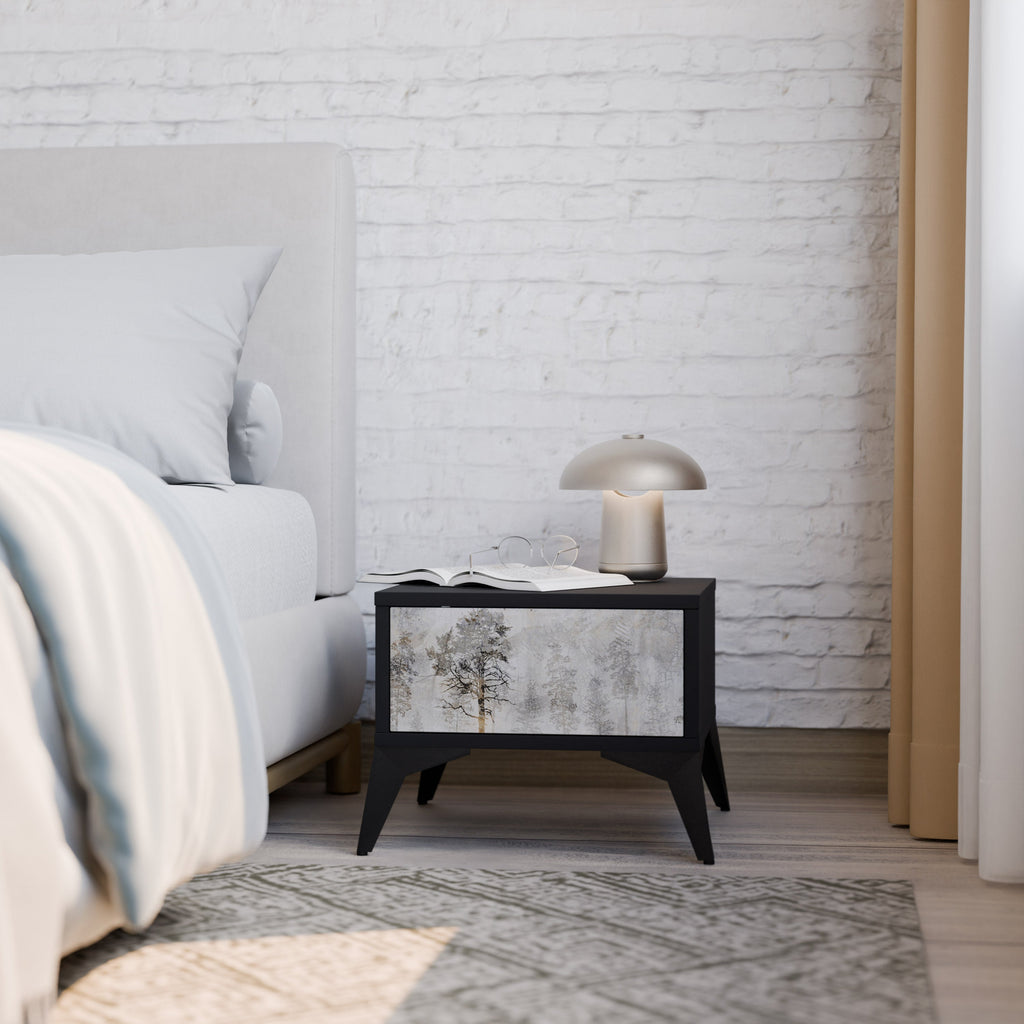 FADE IN THE TREES Nightstand in Black Finish