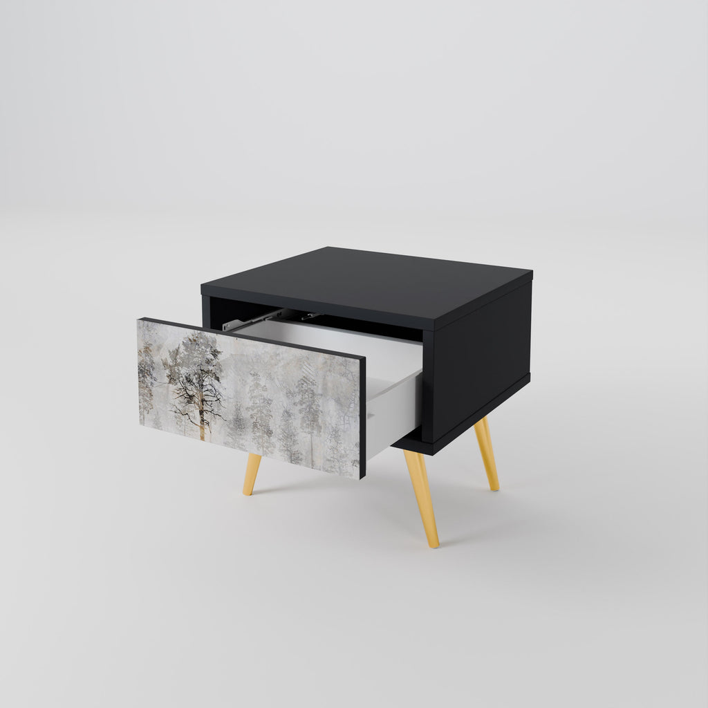 FADE IN THE TREES Nightstand in Black Finish