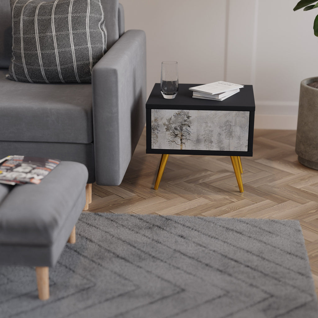 FADE IN THE TREES Nightstand in Black Finish