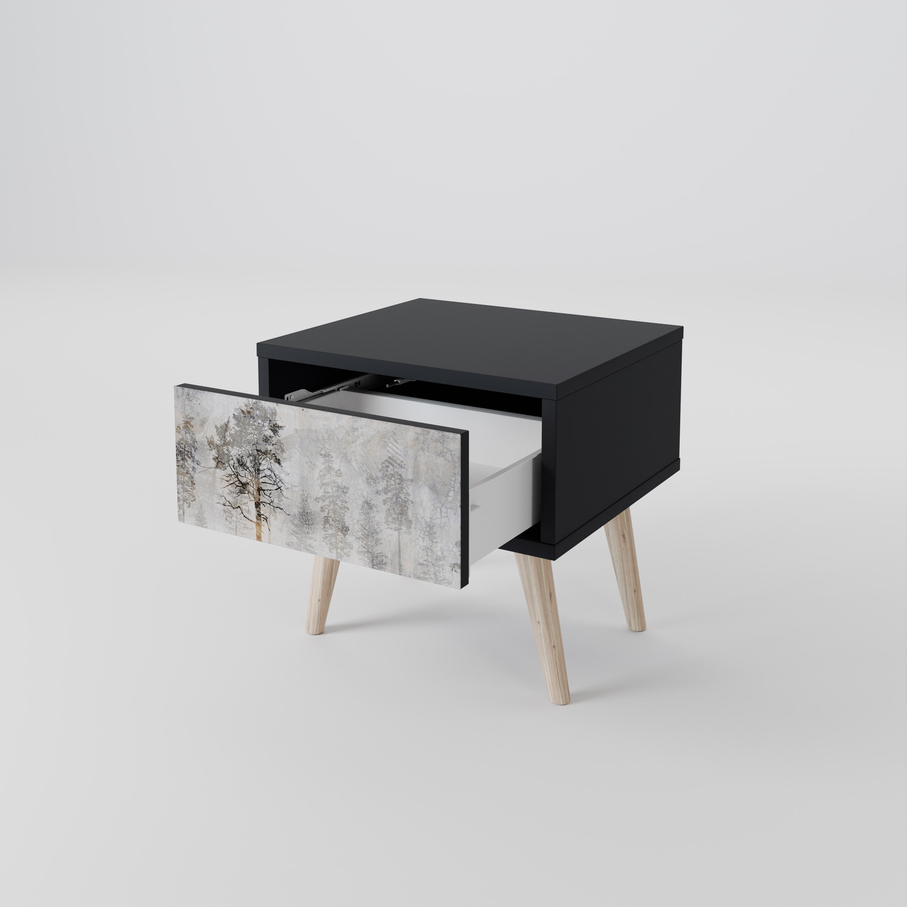 FADE IN THE TREES Nightstand in Black Finish