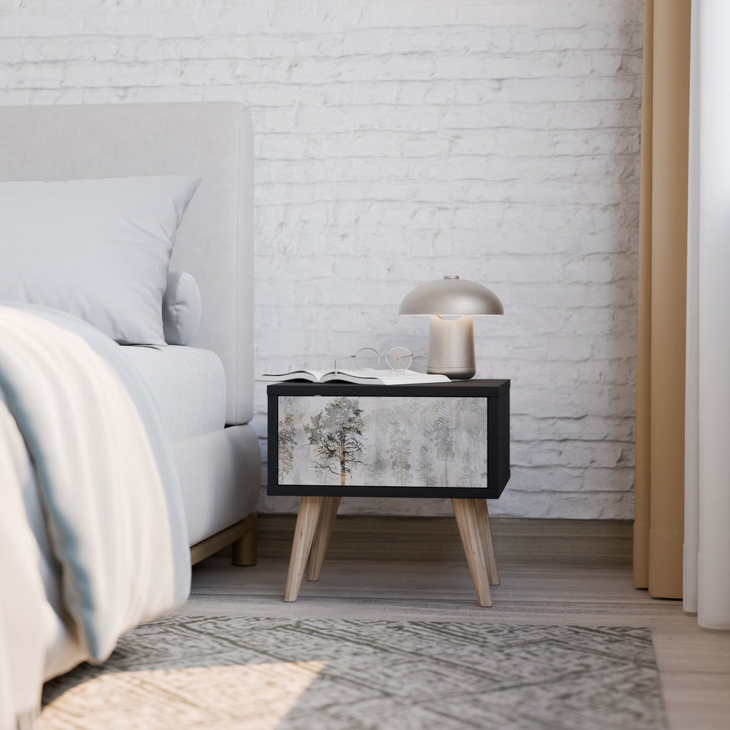 FADE IN THE TREES Nightstand in Black Finish