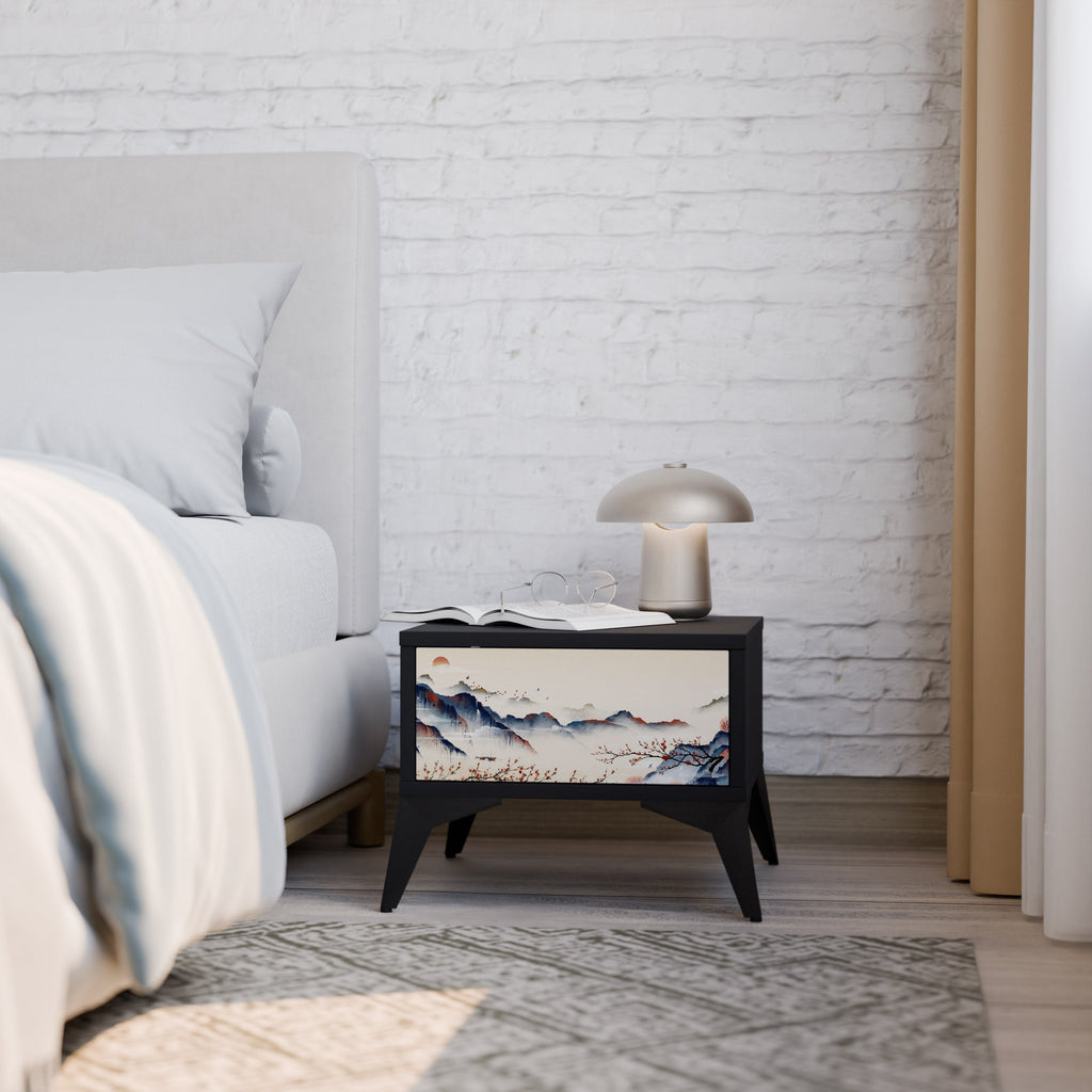 JAPANESE LANDSCAPE Mesa de Cabeceira em Acabamento Preto
