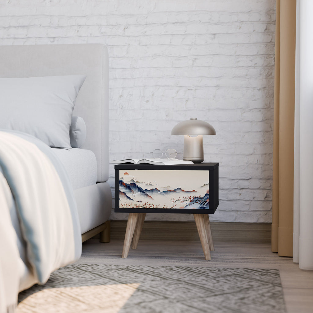 JAPANESE LANDSCAPE Mesa de Cabeceira em Acabamento Preto