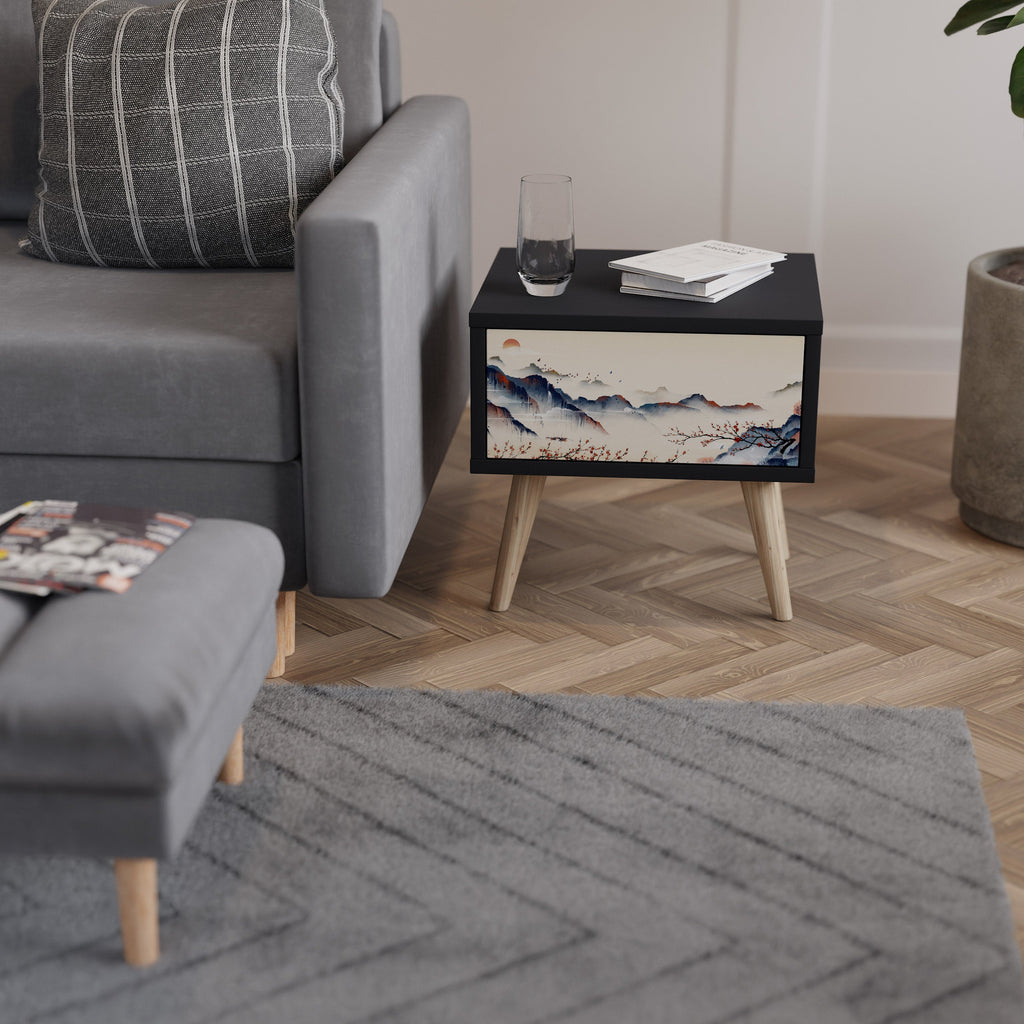 JAPANESE LANDSCAPE Mesa de Cabeceira em Acabamento Preto