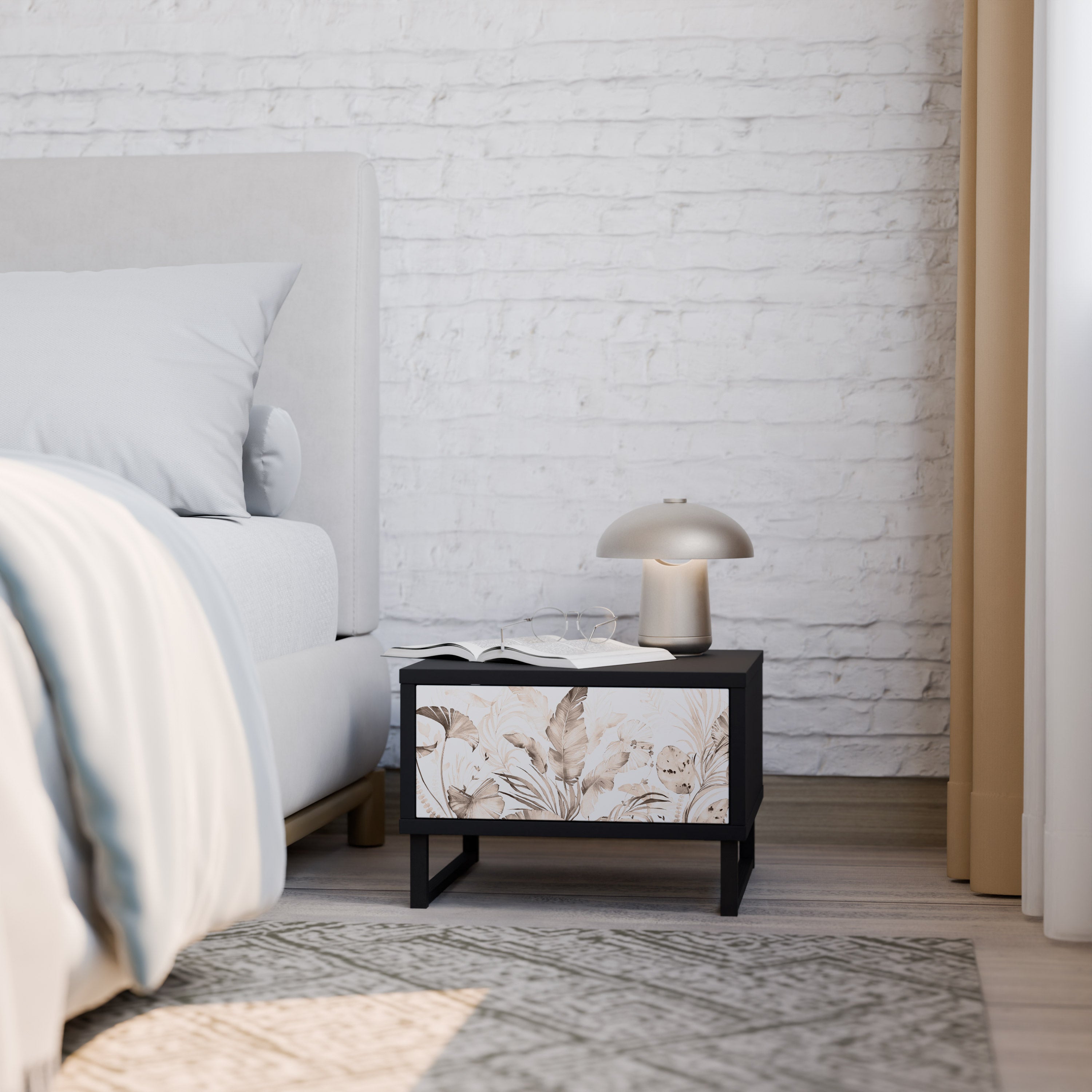 WILD TENDERNESS Mesa de Cabeceira em Acabamento Preto