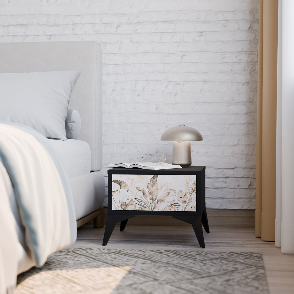 WILD TENDERNESS Mesa de Cabeceira em Acabamento Preto