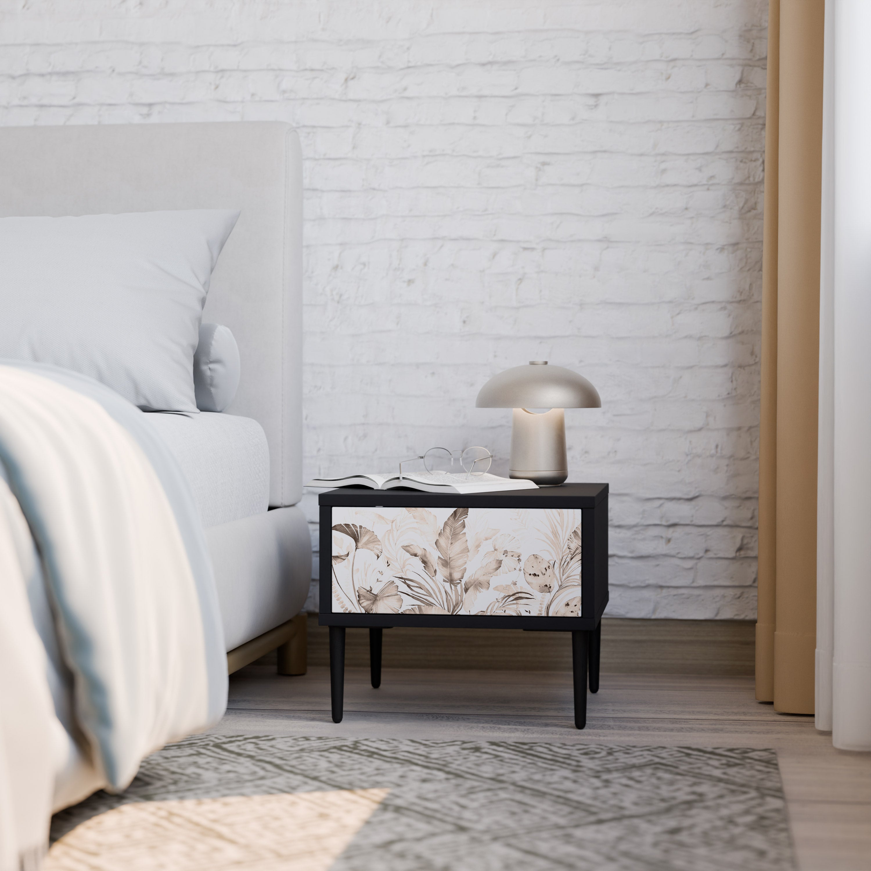 WILD TENDERNESS Mesa de Cabeceira em Acabamento Preto