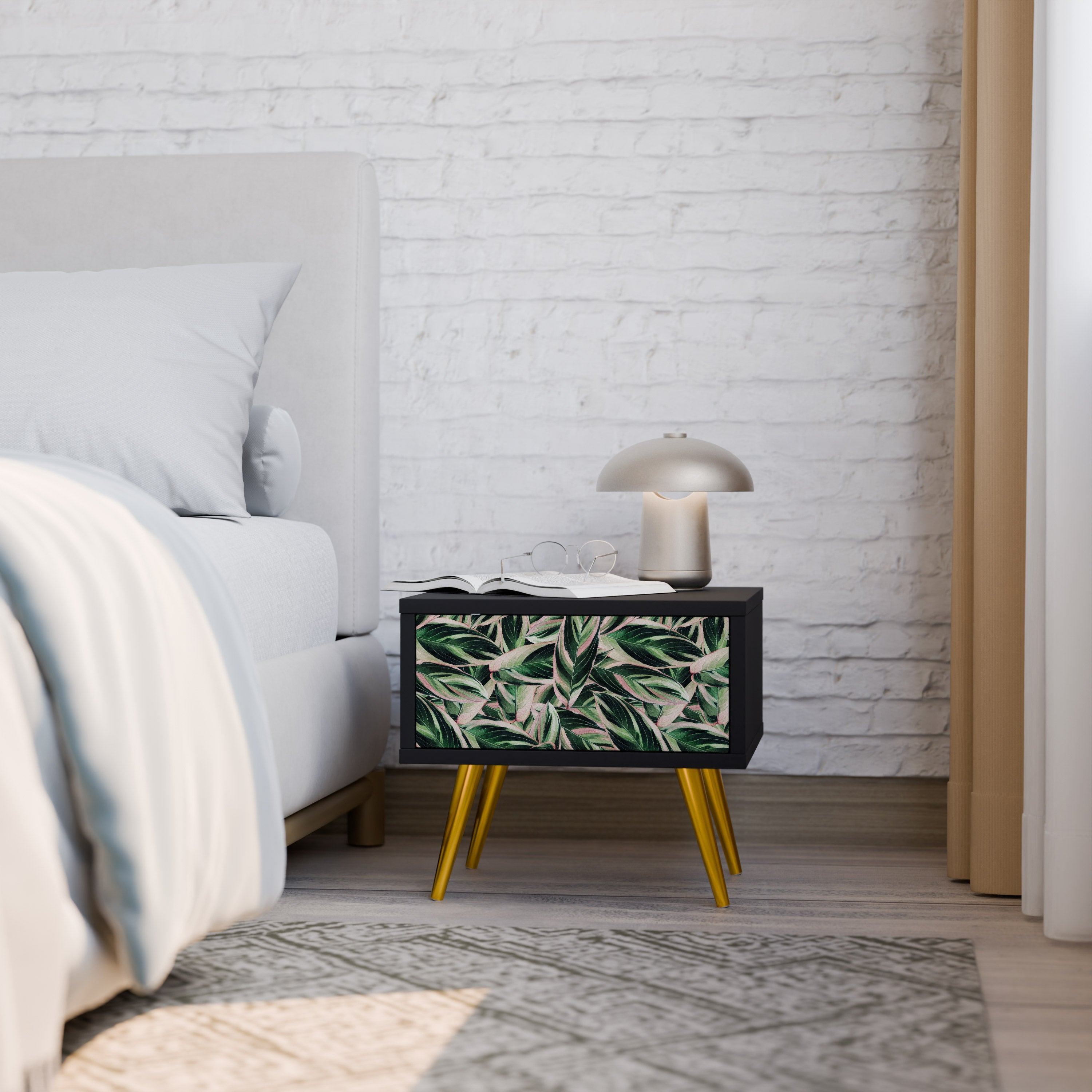 EERIE STROMANTHE Mesa de Cabeceira em Acabamento Preto