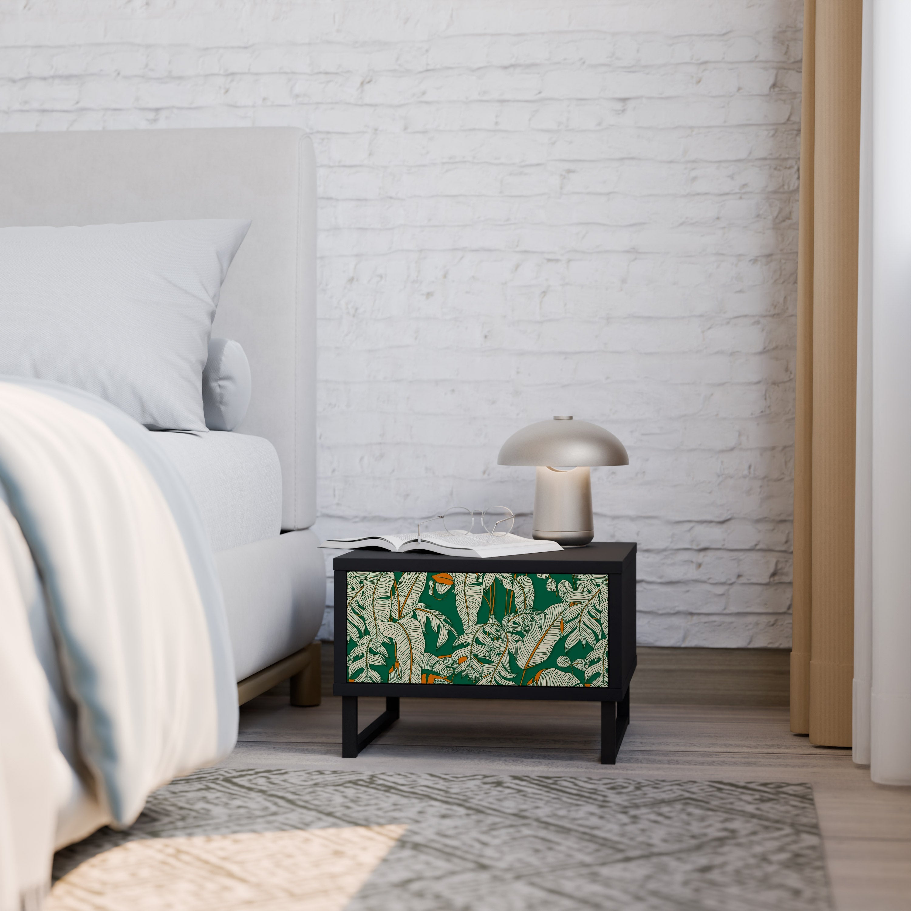 VERDANT PLEASURES Mesa de Cabeceira em Acabamento Preto