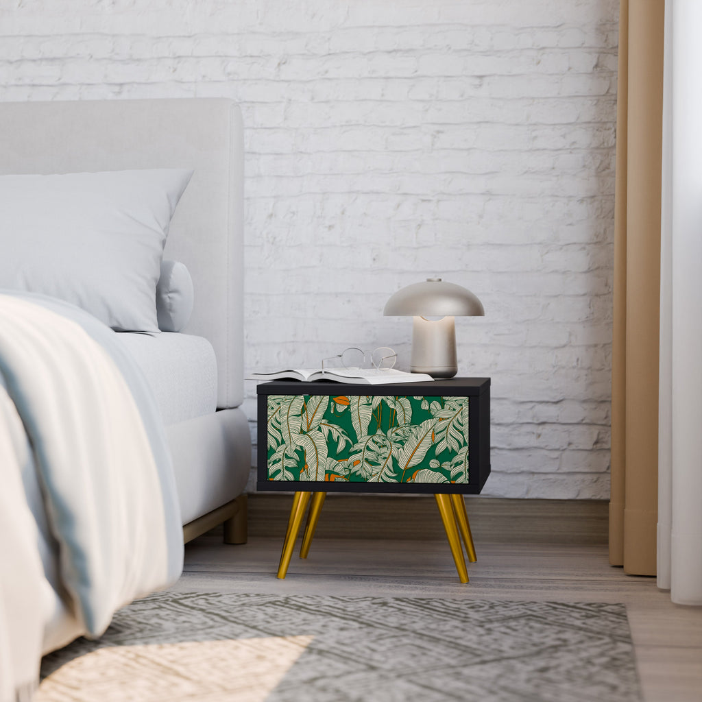 VERDANT PLEASURES Mesa de Cabeceira em Acabamento Preto