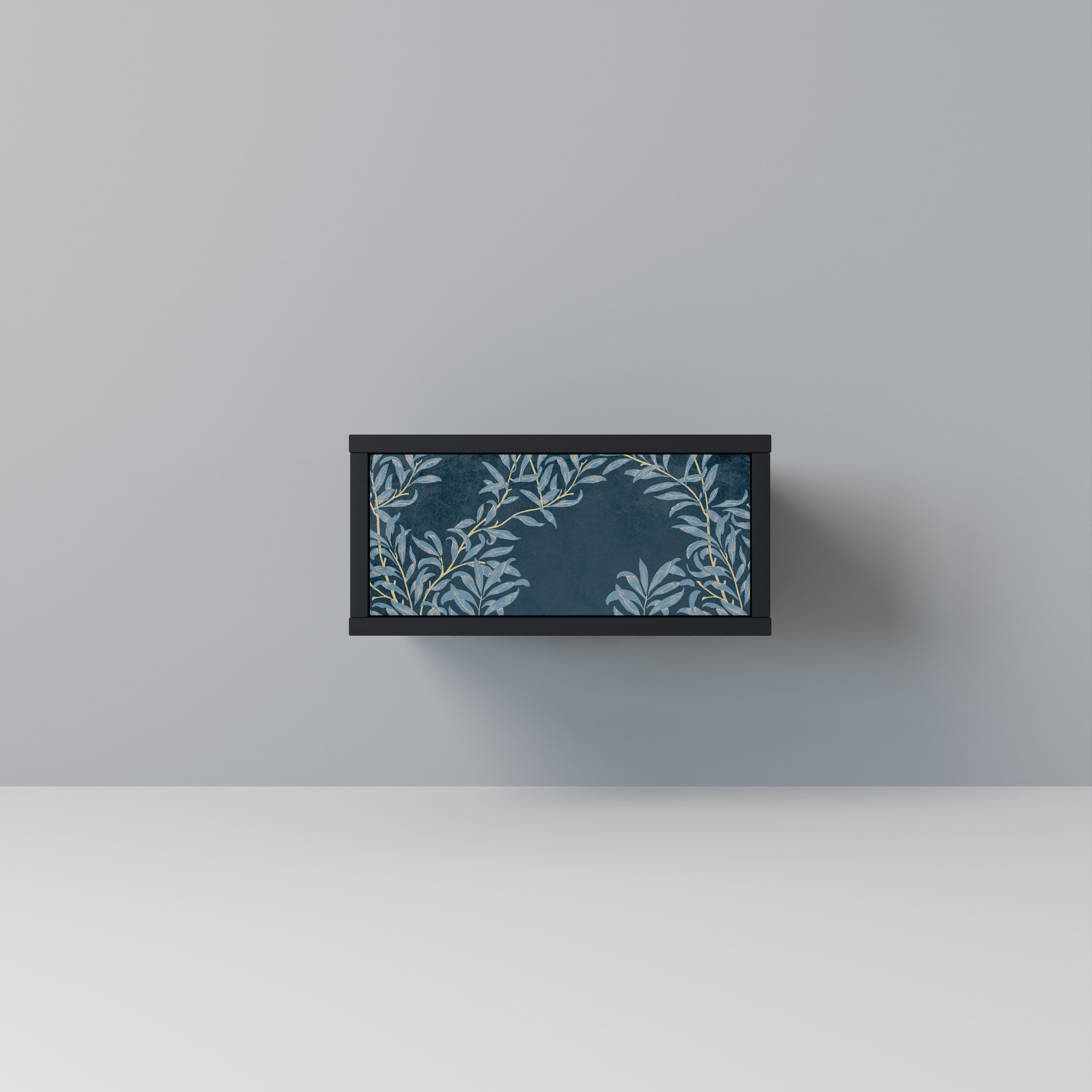 BLUE LEAVES Mesa de Cabeceira em Acabamento Preto