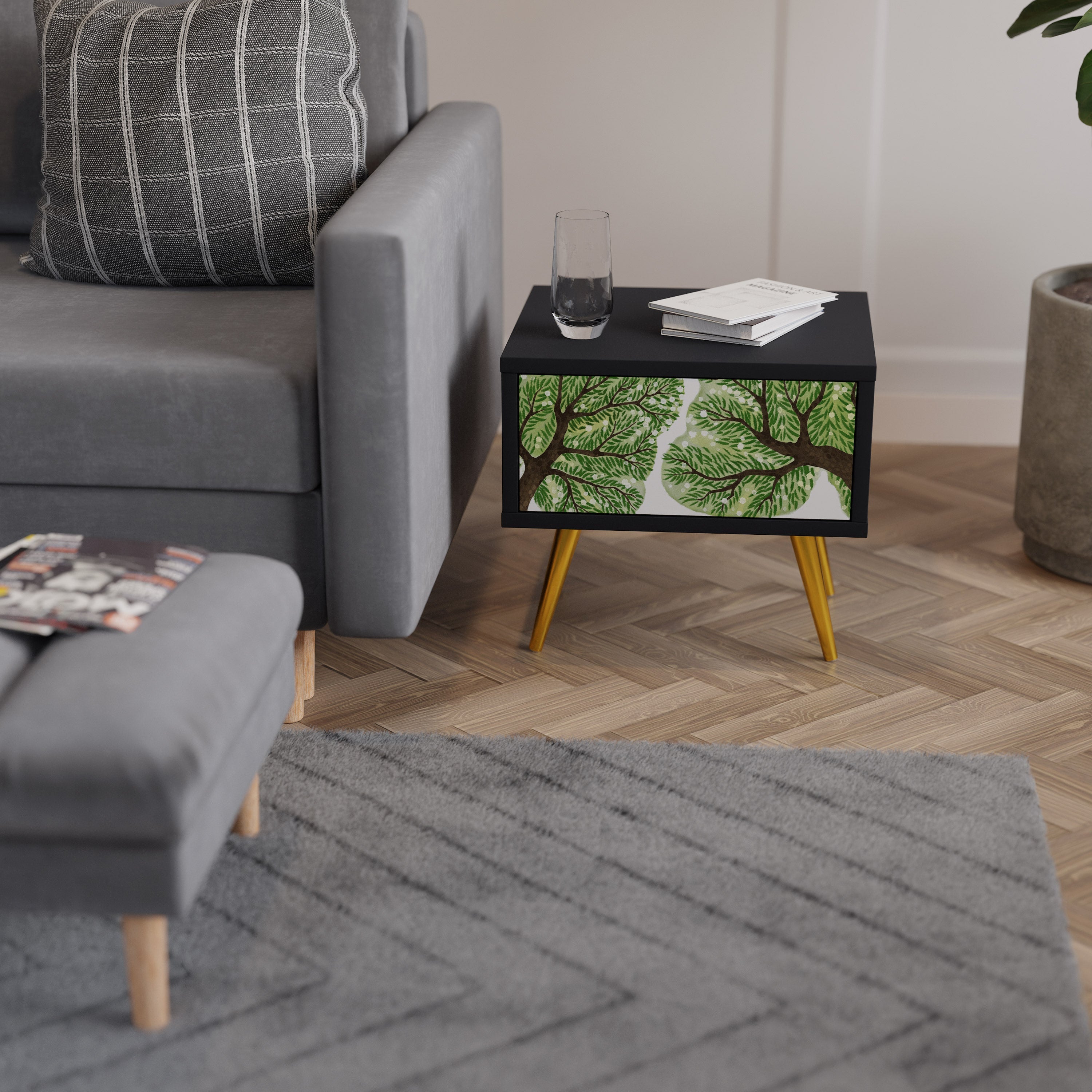 WILDERNESS DASH Mesa de Cabeceira em Acabamento Preto